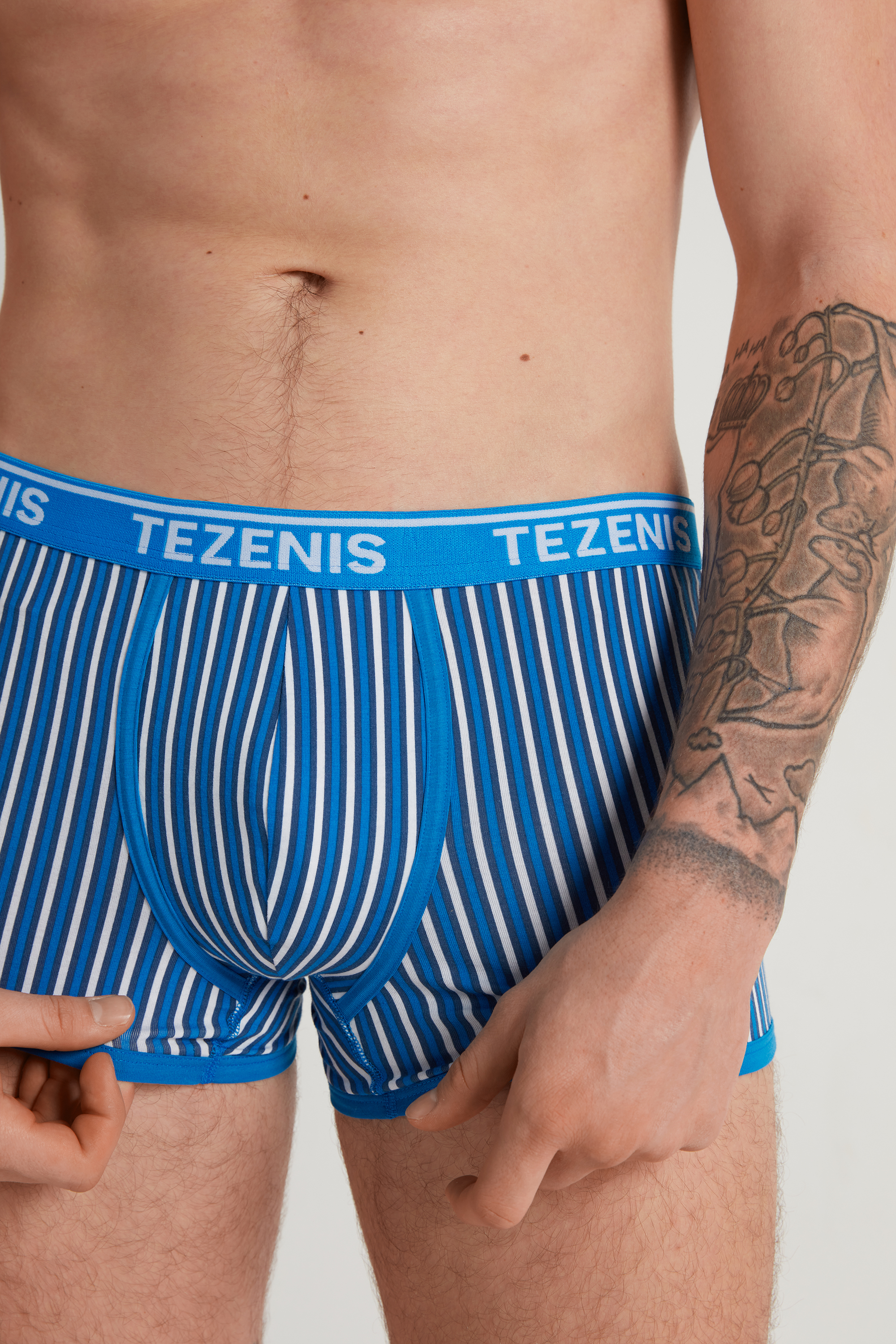 Nyomott Mintás Pamut Boxer Kontrasztos Színű Logós Szegélyekkel