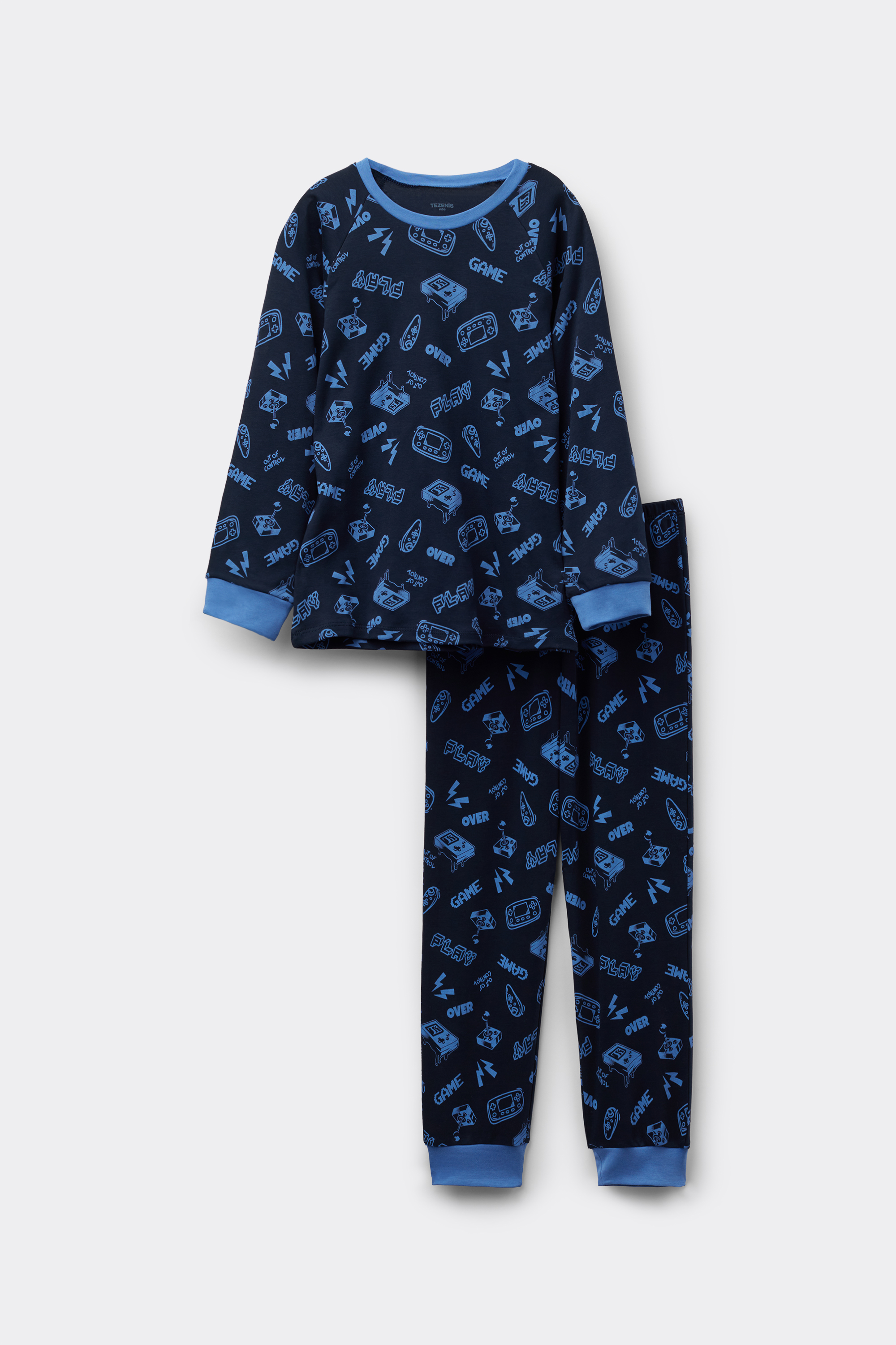 Pijama Largo de Algodón Grueso para Niño con Estampado Game