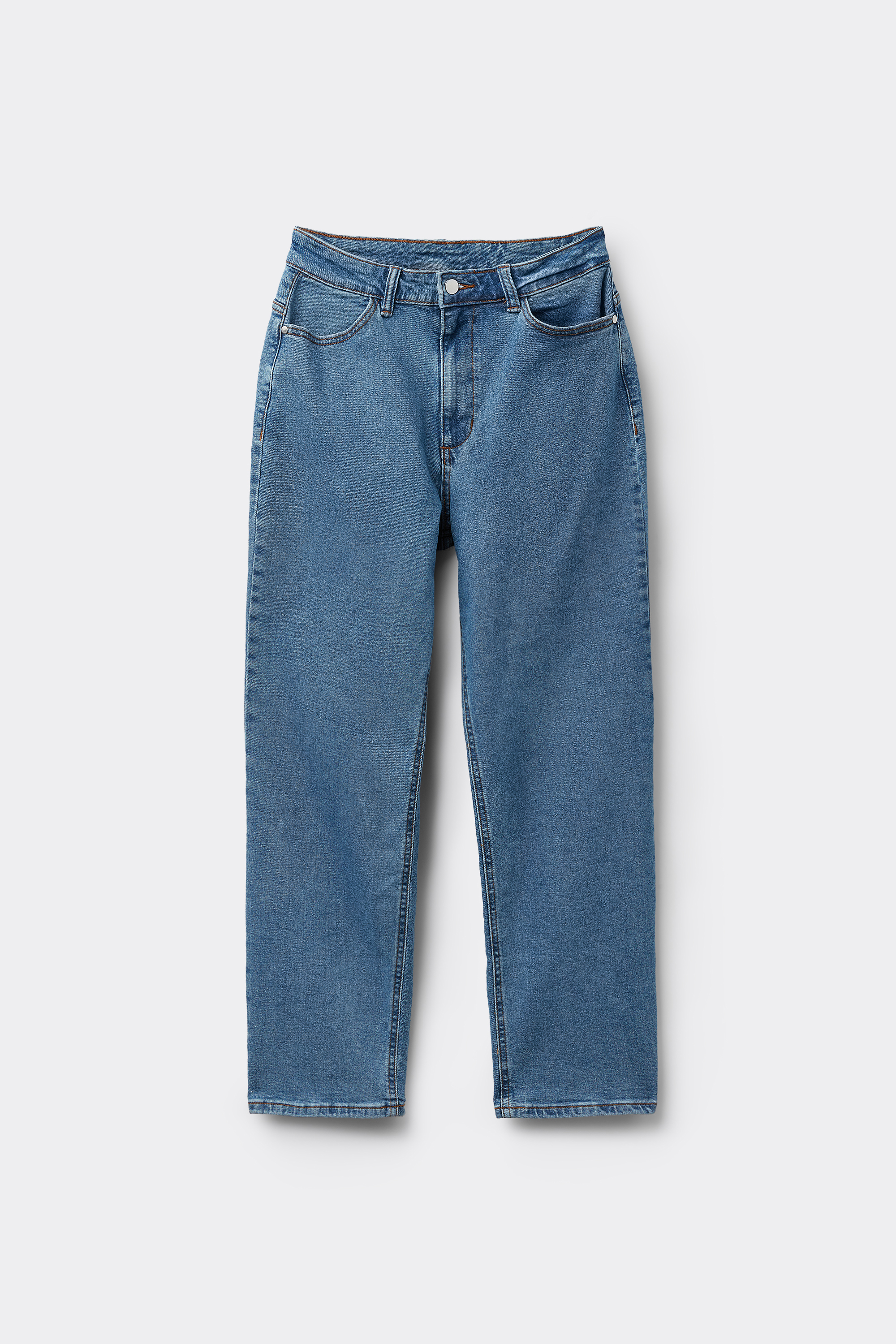 Gerade Jeans aus Denim mit hohem Bund und Taschen