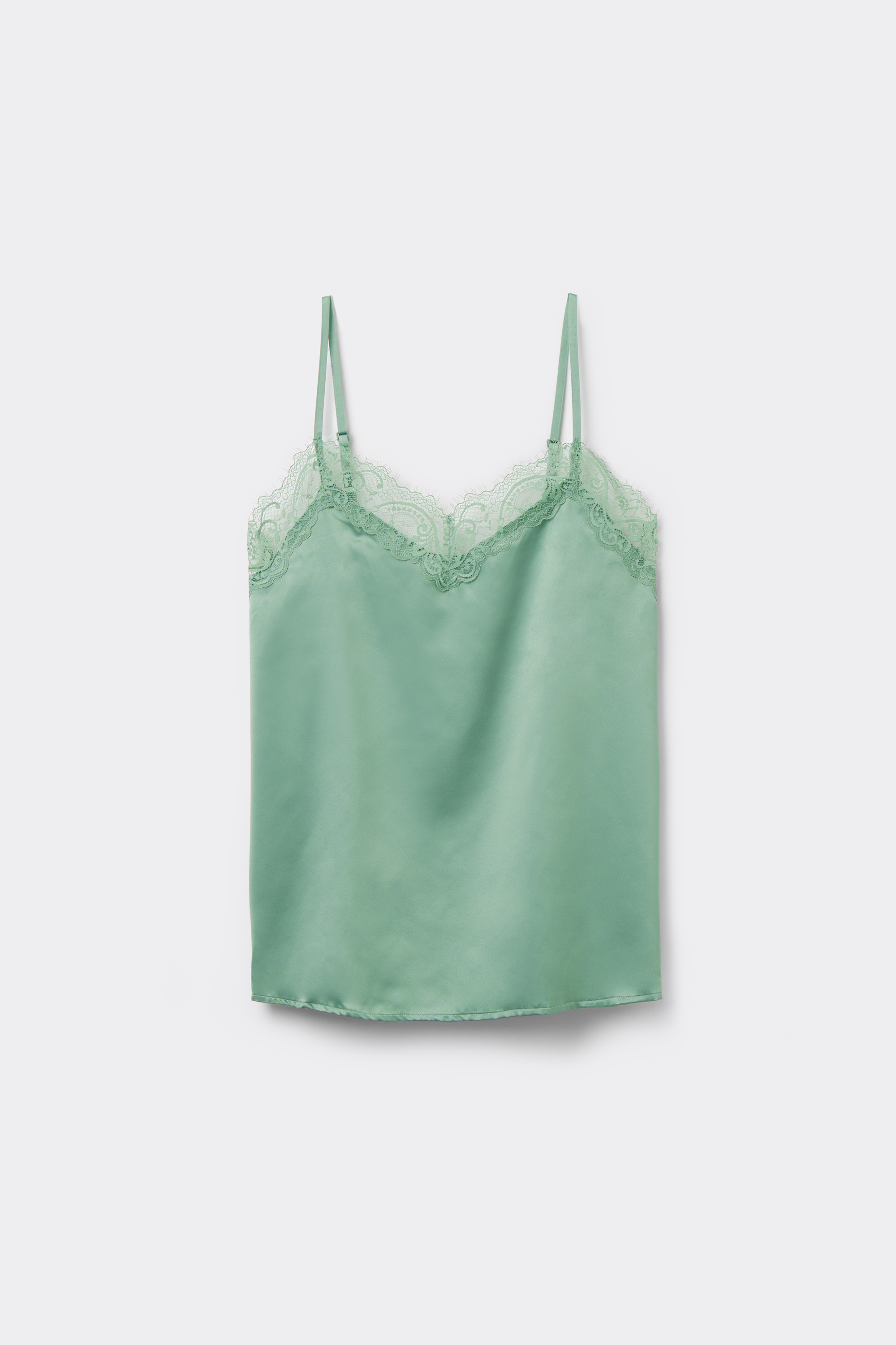 Satin and Lace Spaghetti Strap Tank Top