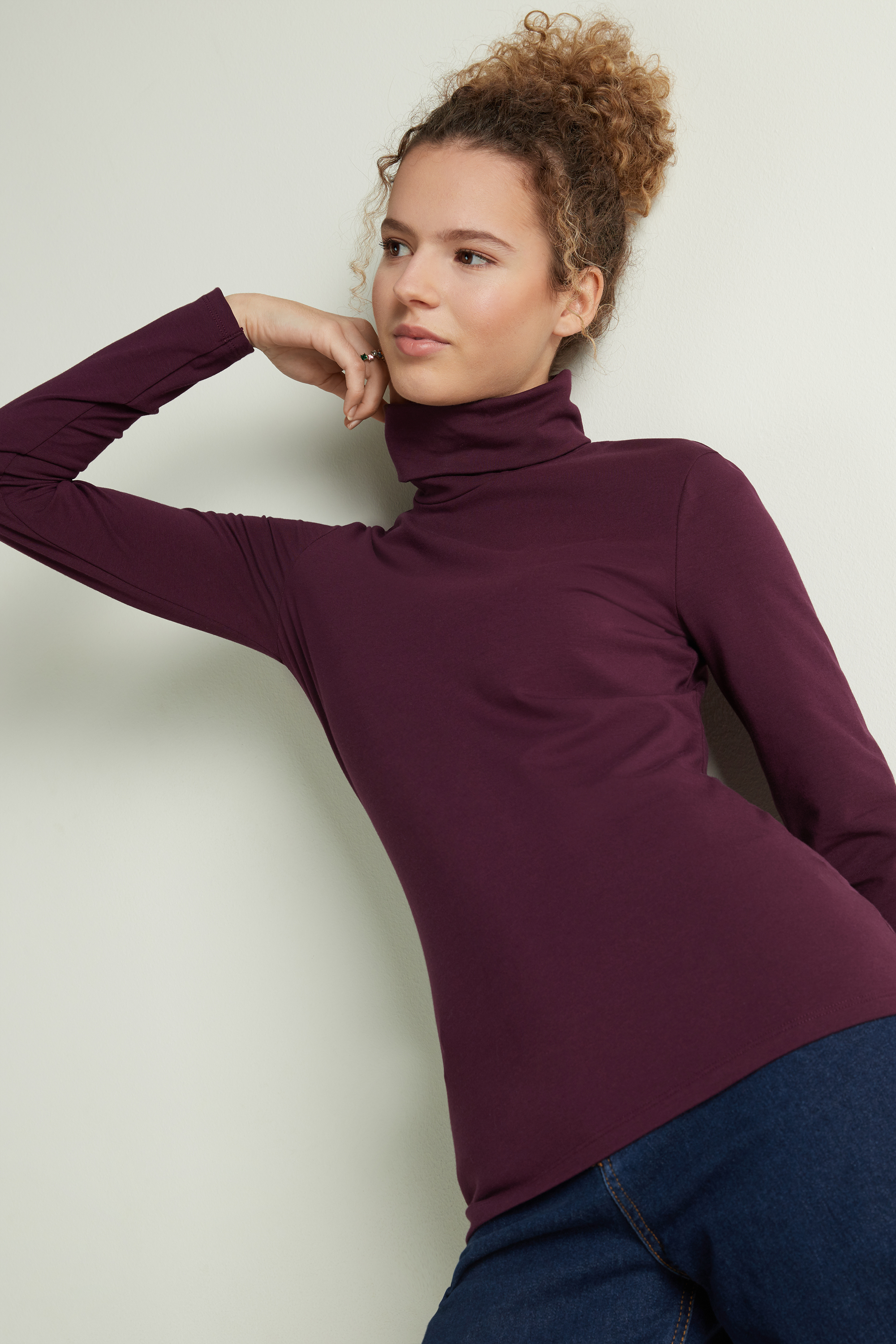 Cotton and Thermal Modal Polo Neck Top
