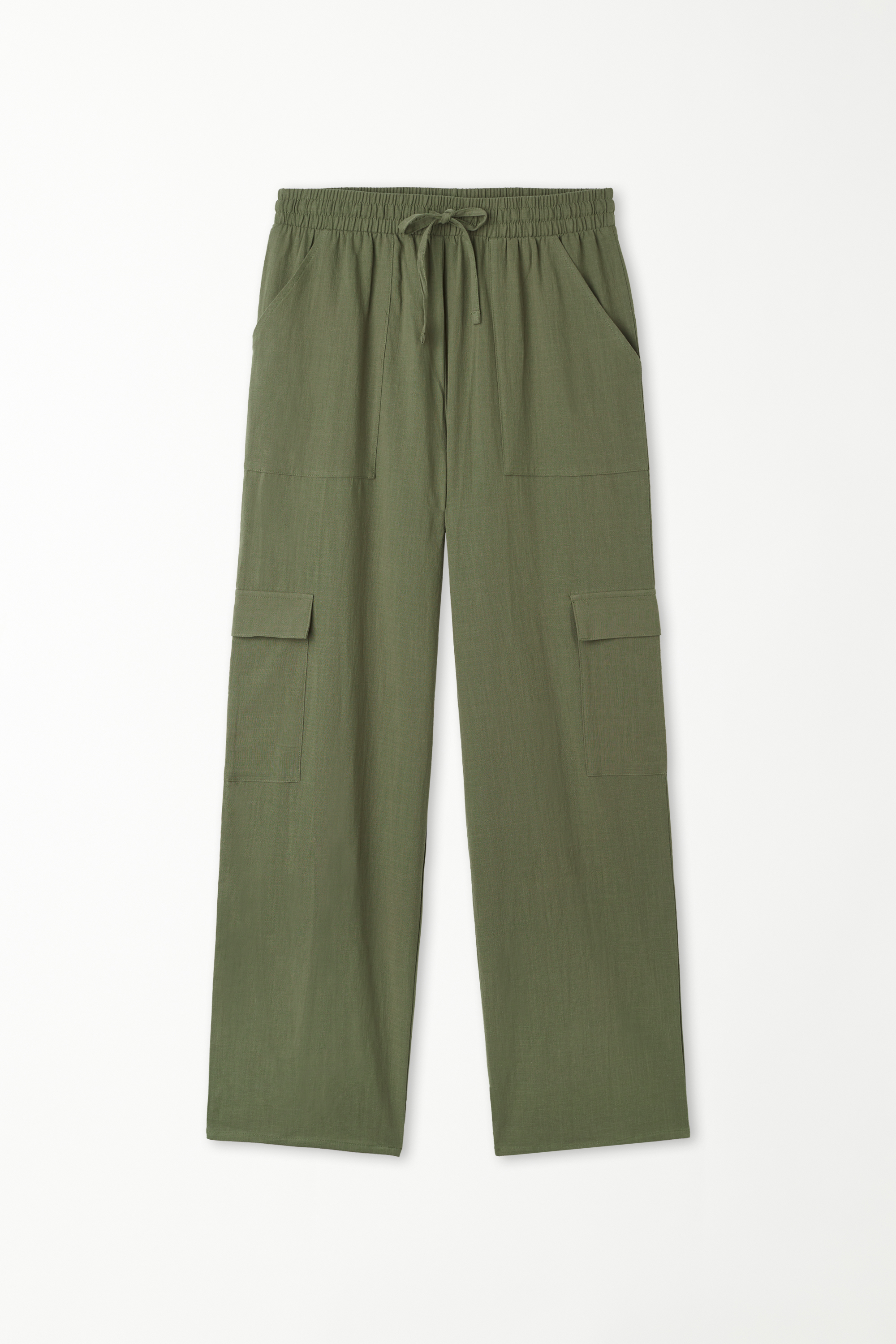 Full Length 100% Cotton Cloth Pants with Pockets