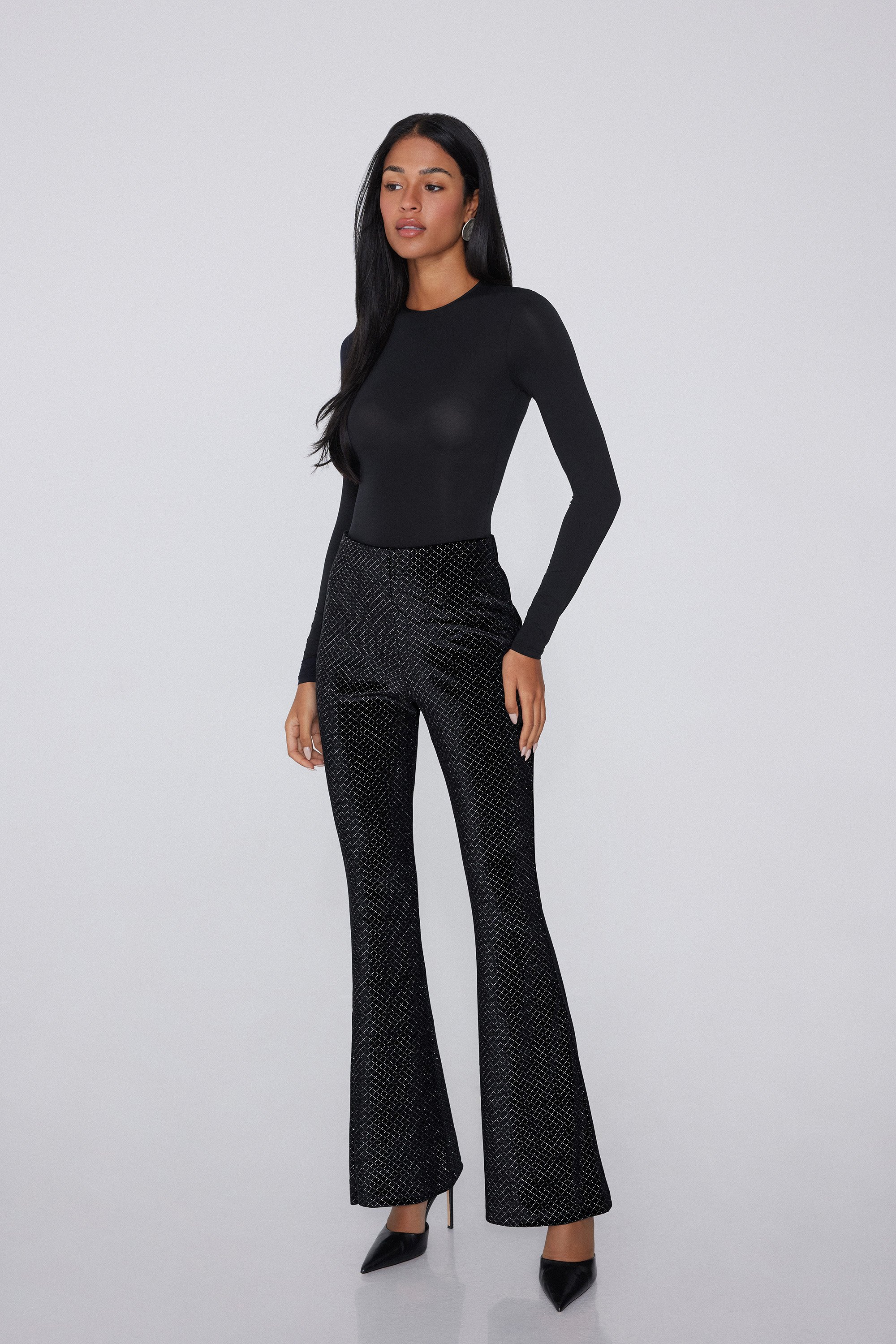 Glitter Diamond Velvet Flared Trousers