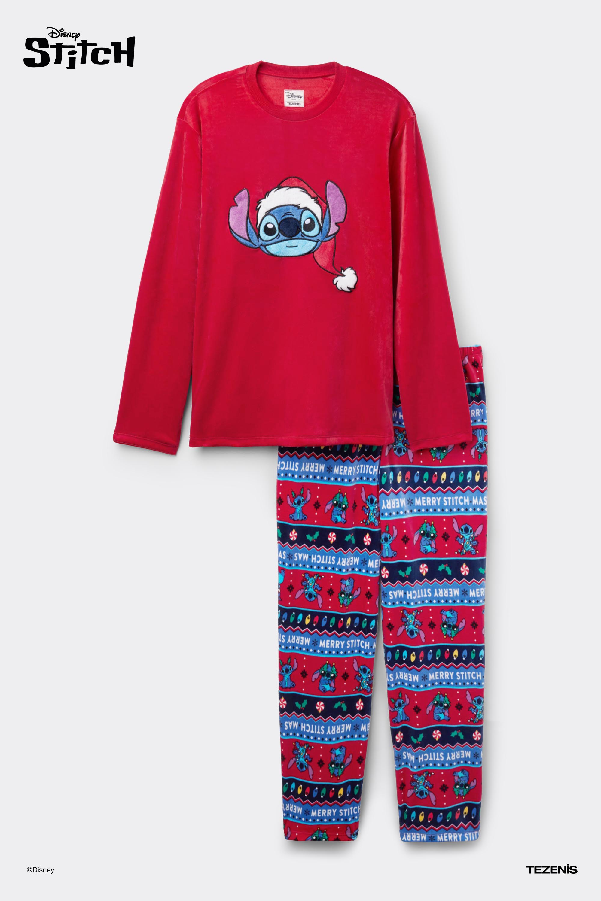Men’s Christmas Disney Stitch Long Microfleece Pyjamas