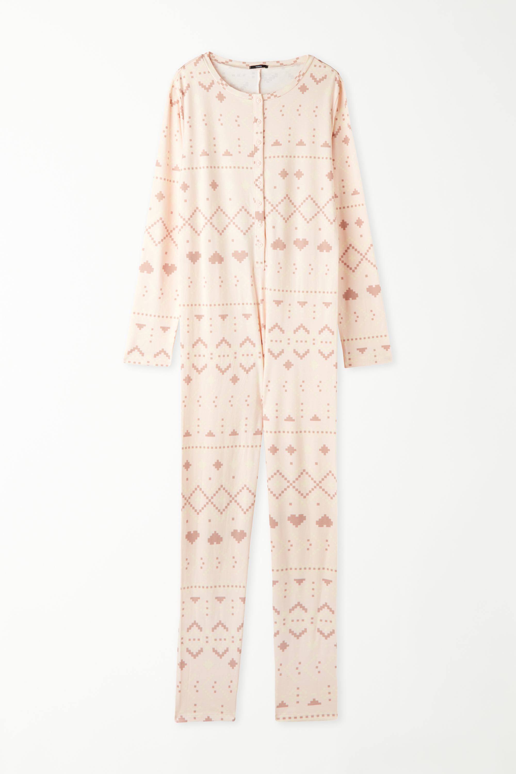 Onesie-Pyjama aus mittelschwerer Baumwolle mit nordischem Print