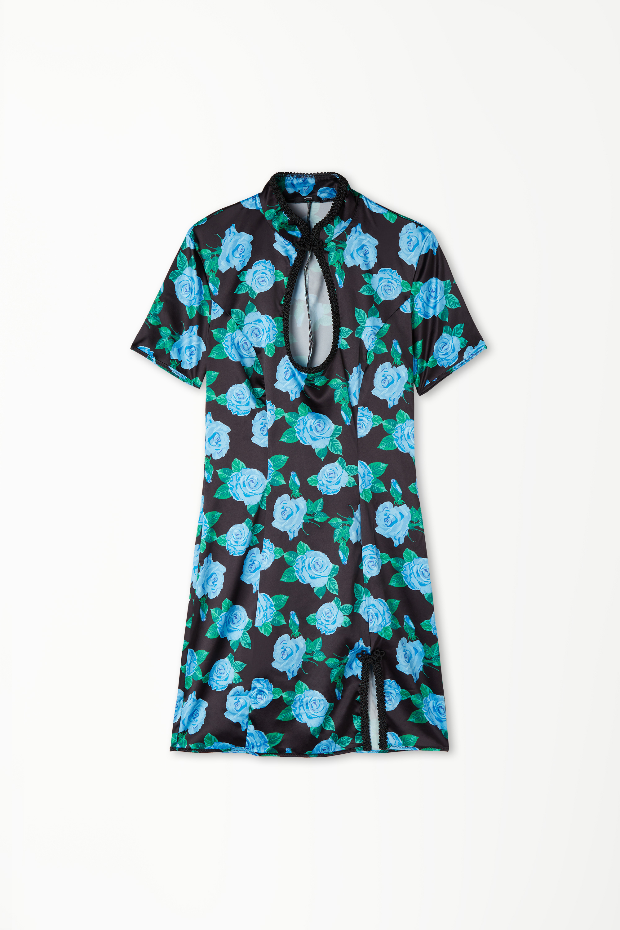 Asian Garden Short-Sleeved Slip Dress