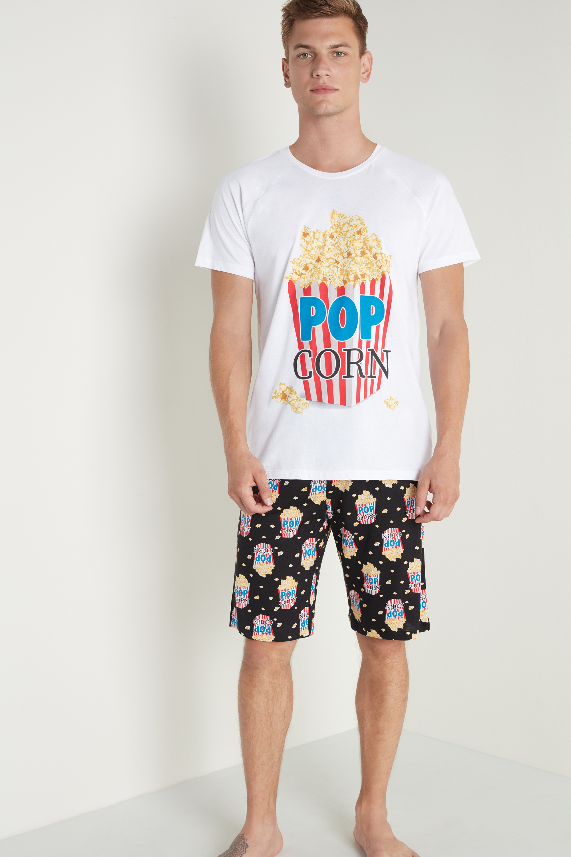 Pijama Corto de Hombre con Estampado Pop Corn | Tezenis