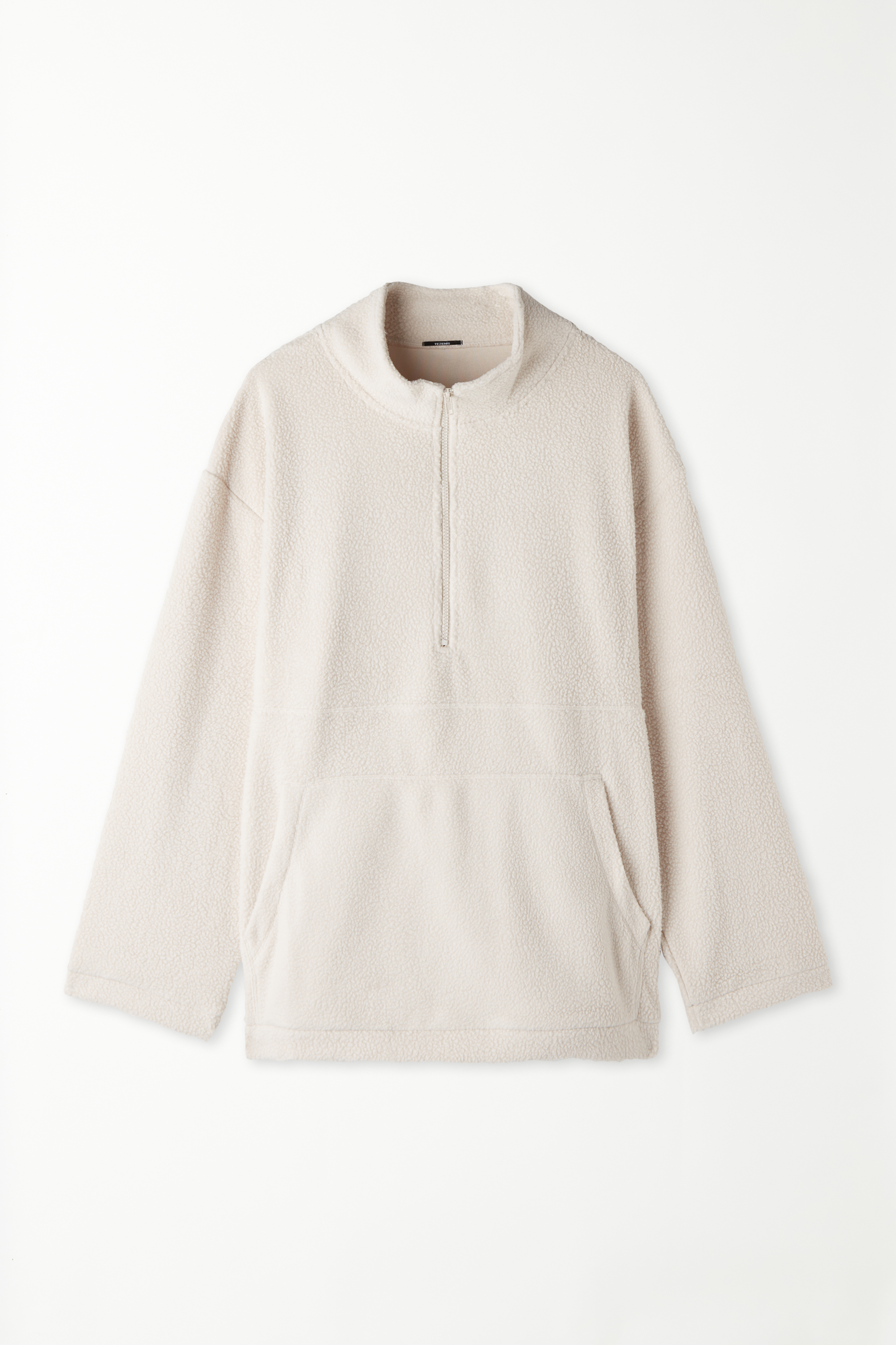 Long-Sleeved Gathered Fleece Sweatshirt with Pocket