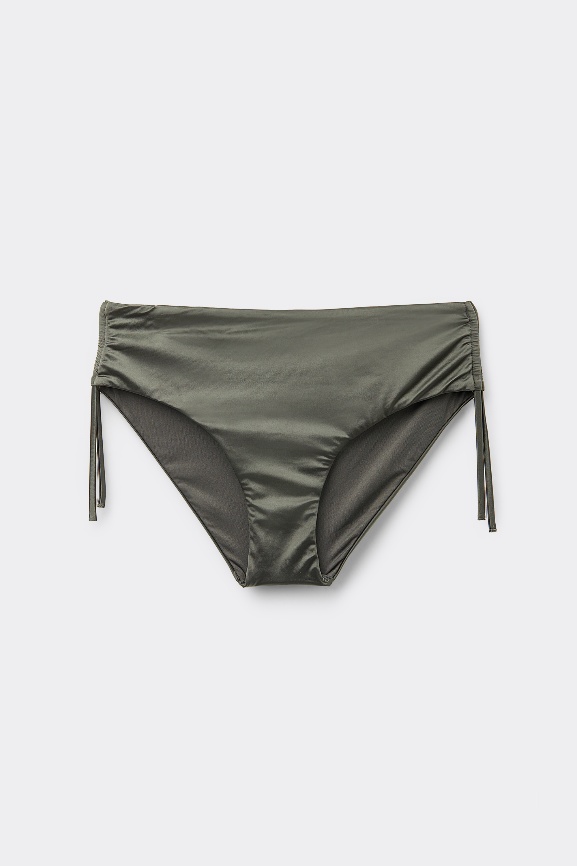 Shiny Glam Drawstring High-Side Bikini Bottoms