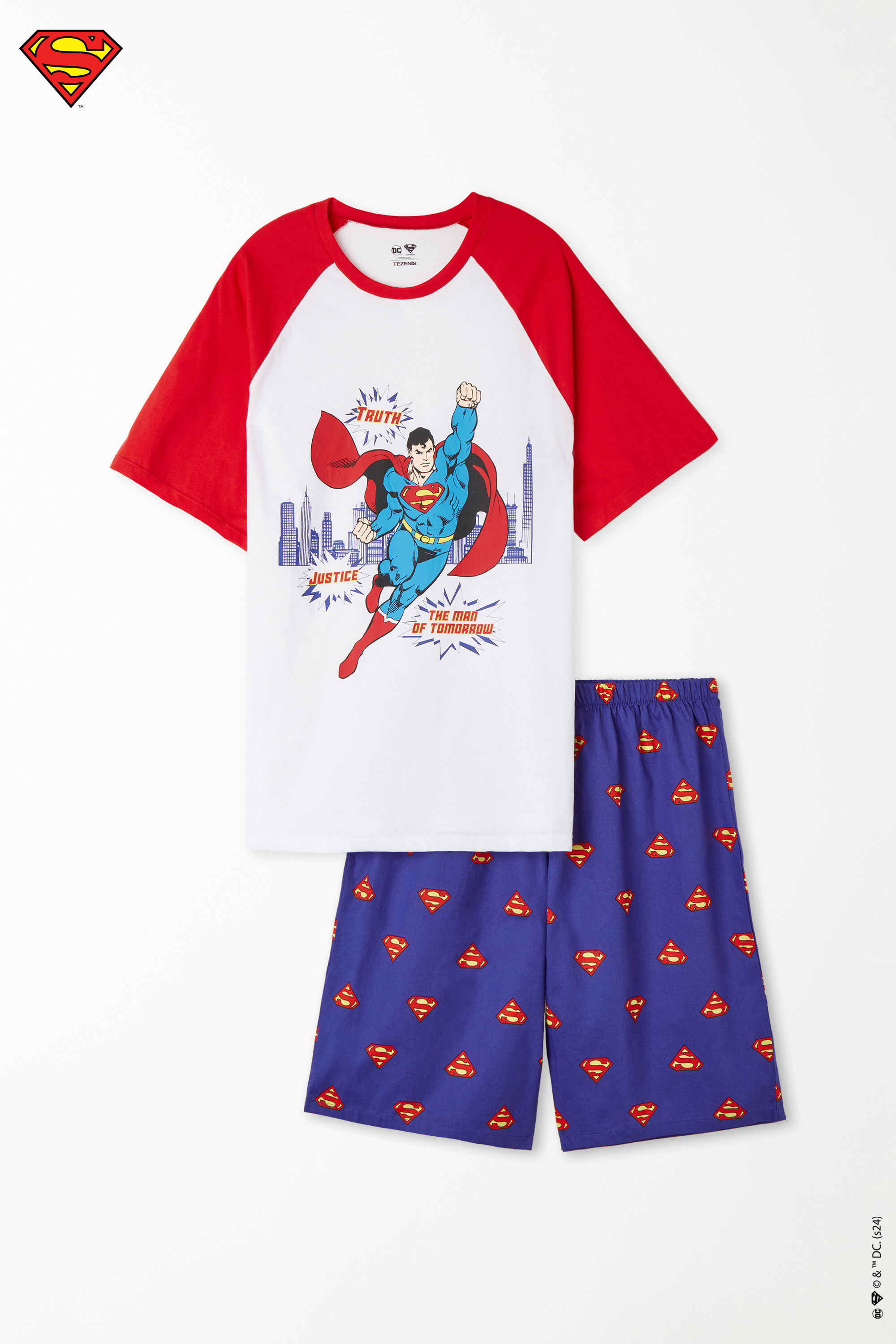 Pijama Scurtă din Bumbac cu Imprimeu Superman