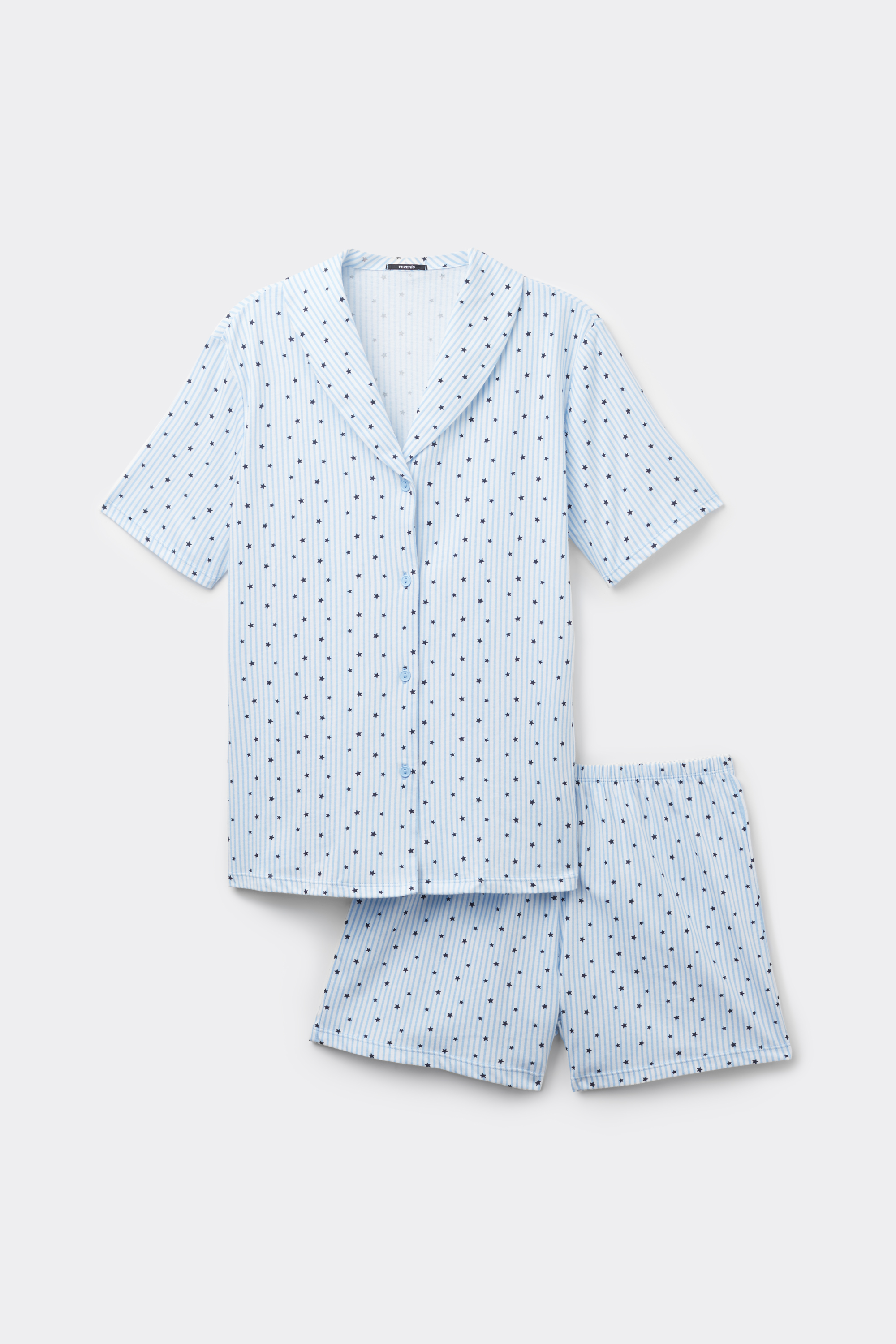 Open Short Stars Print Cotton Pajamas