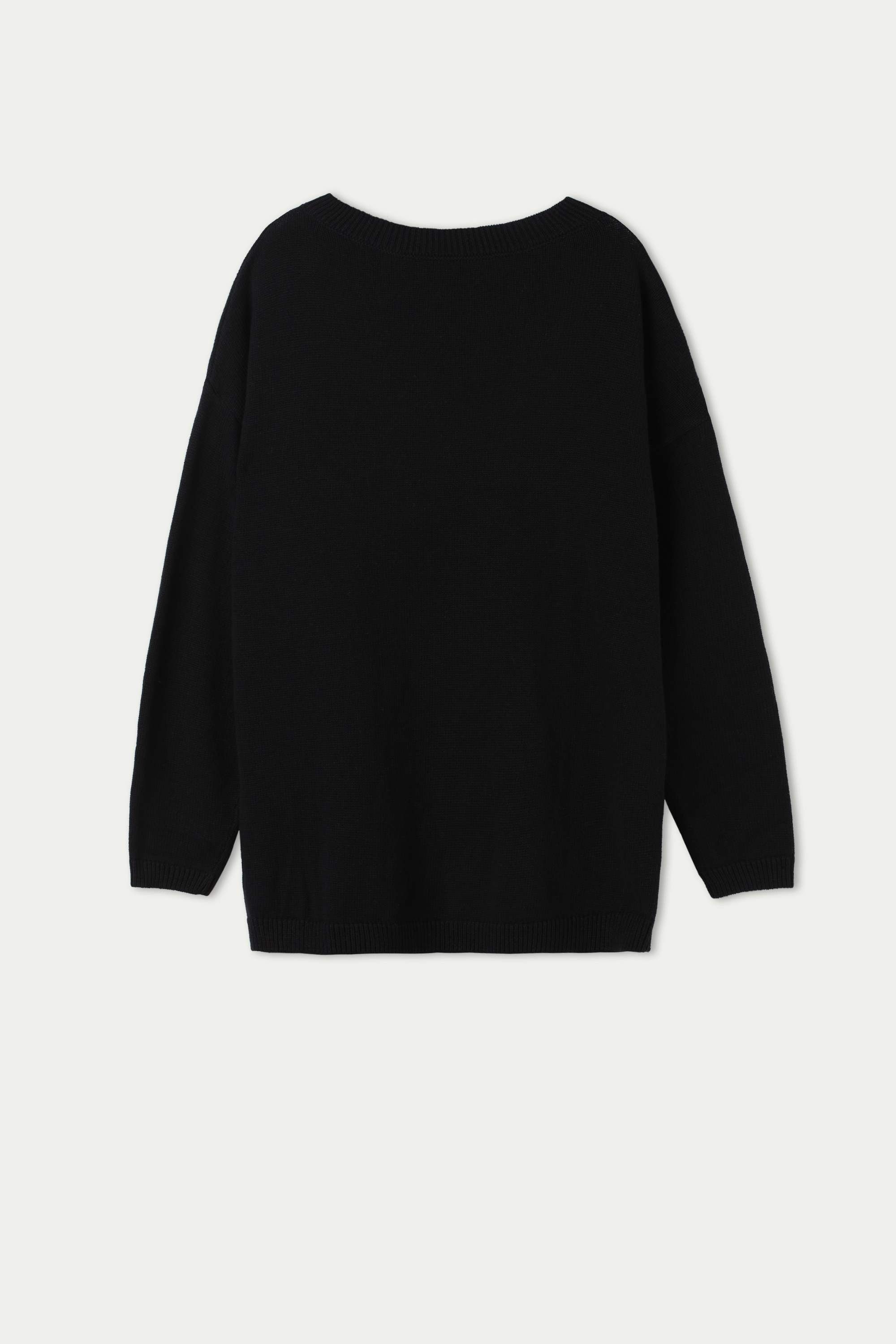 Long Boat Neck Sweater in Fully-Fashioned Cotton