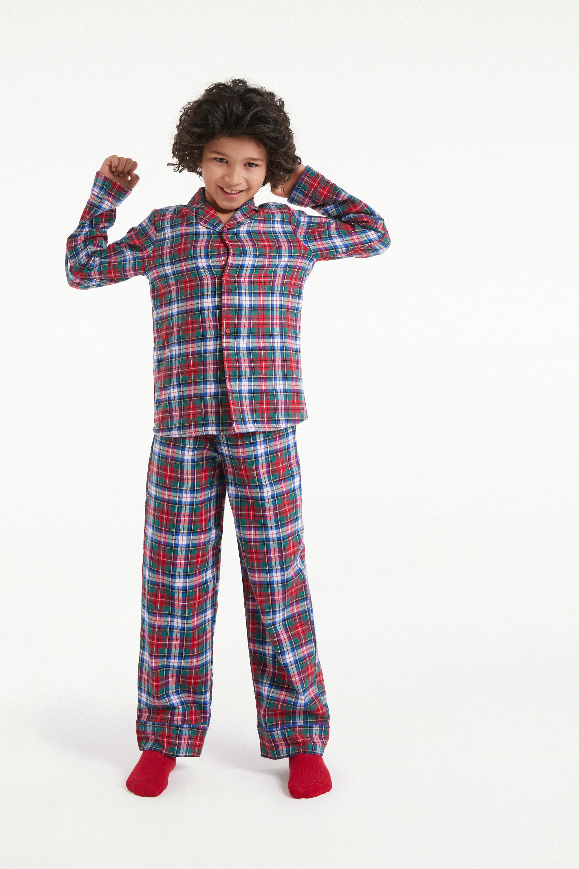 Pijama Comprido Aberto em Flanela Criança Unissexo