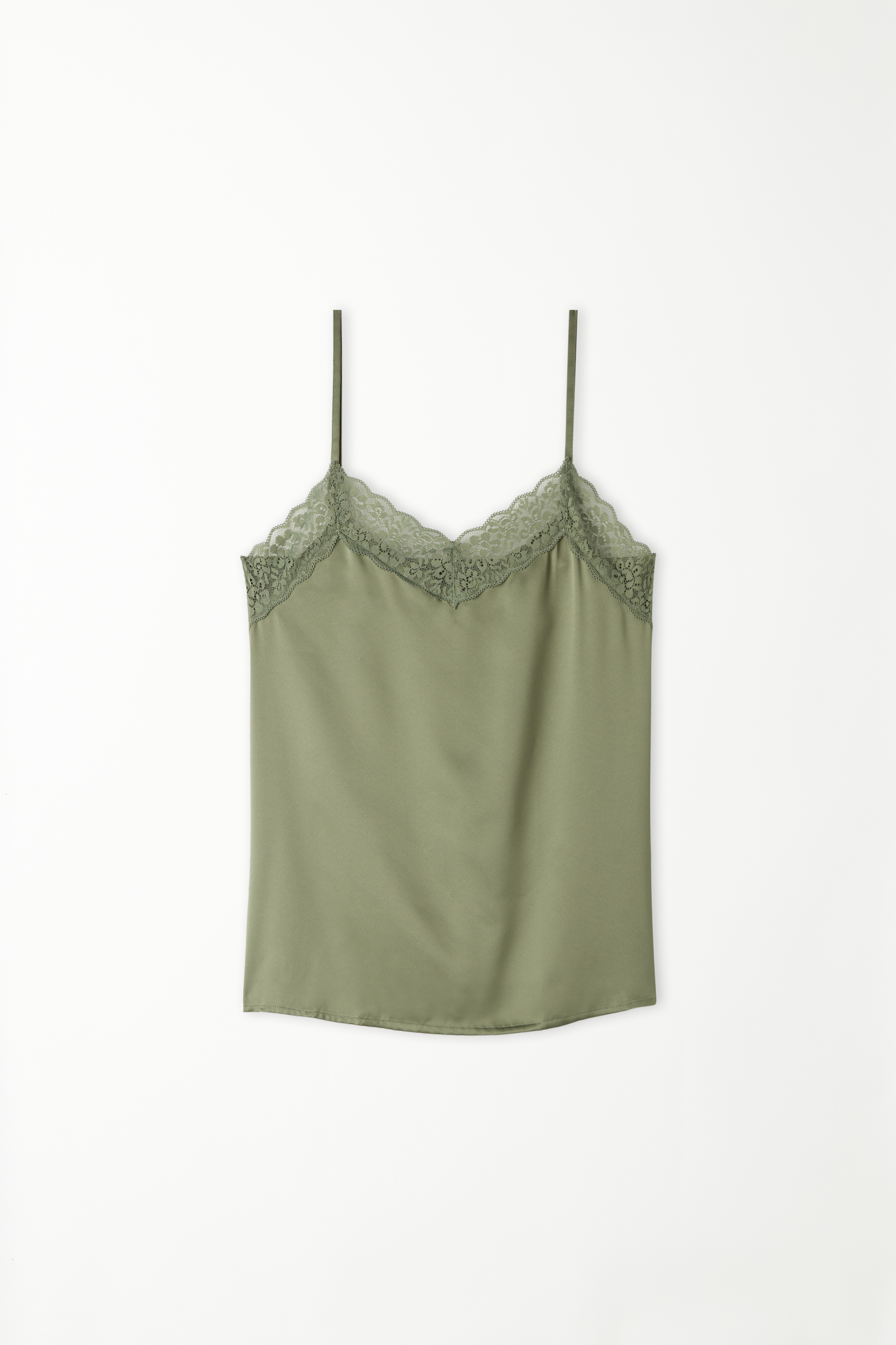 Satin Tank Top mit Spitze