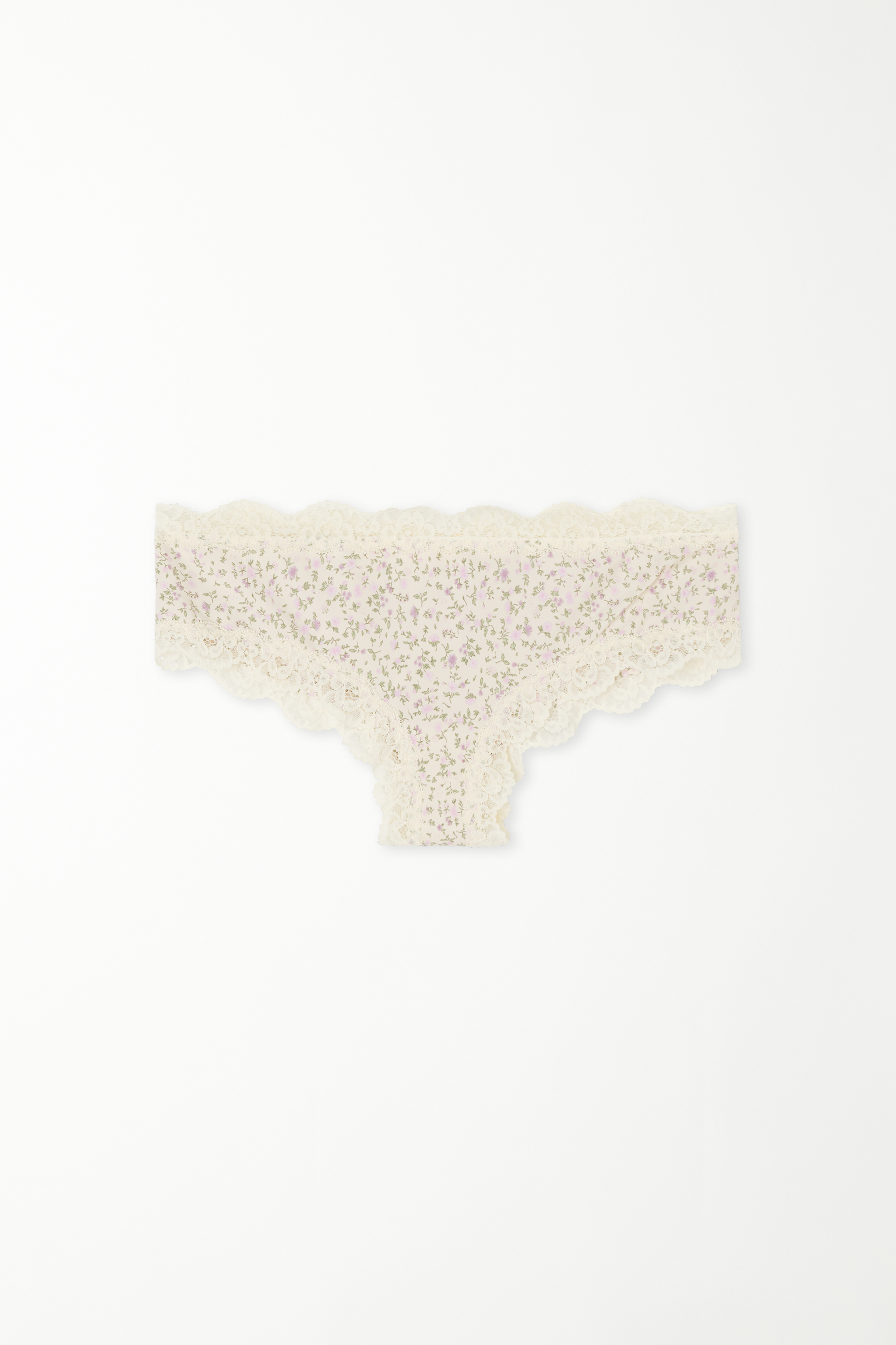 Printed Microfibre and Lace Brazilian Briefs