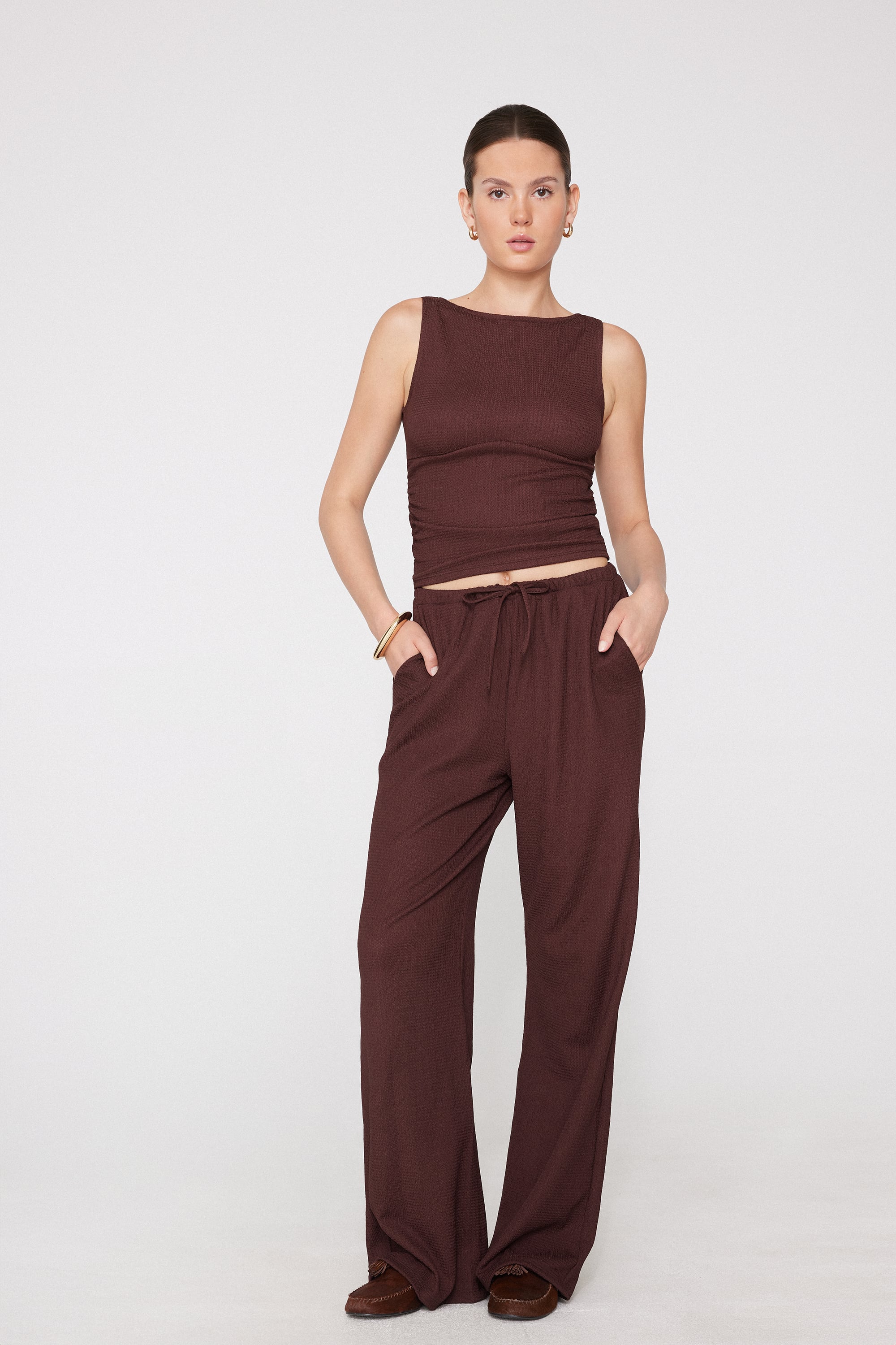 Pantaloni Lunghi a Palazzo Crinkle