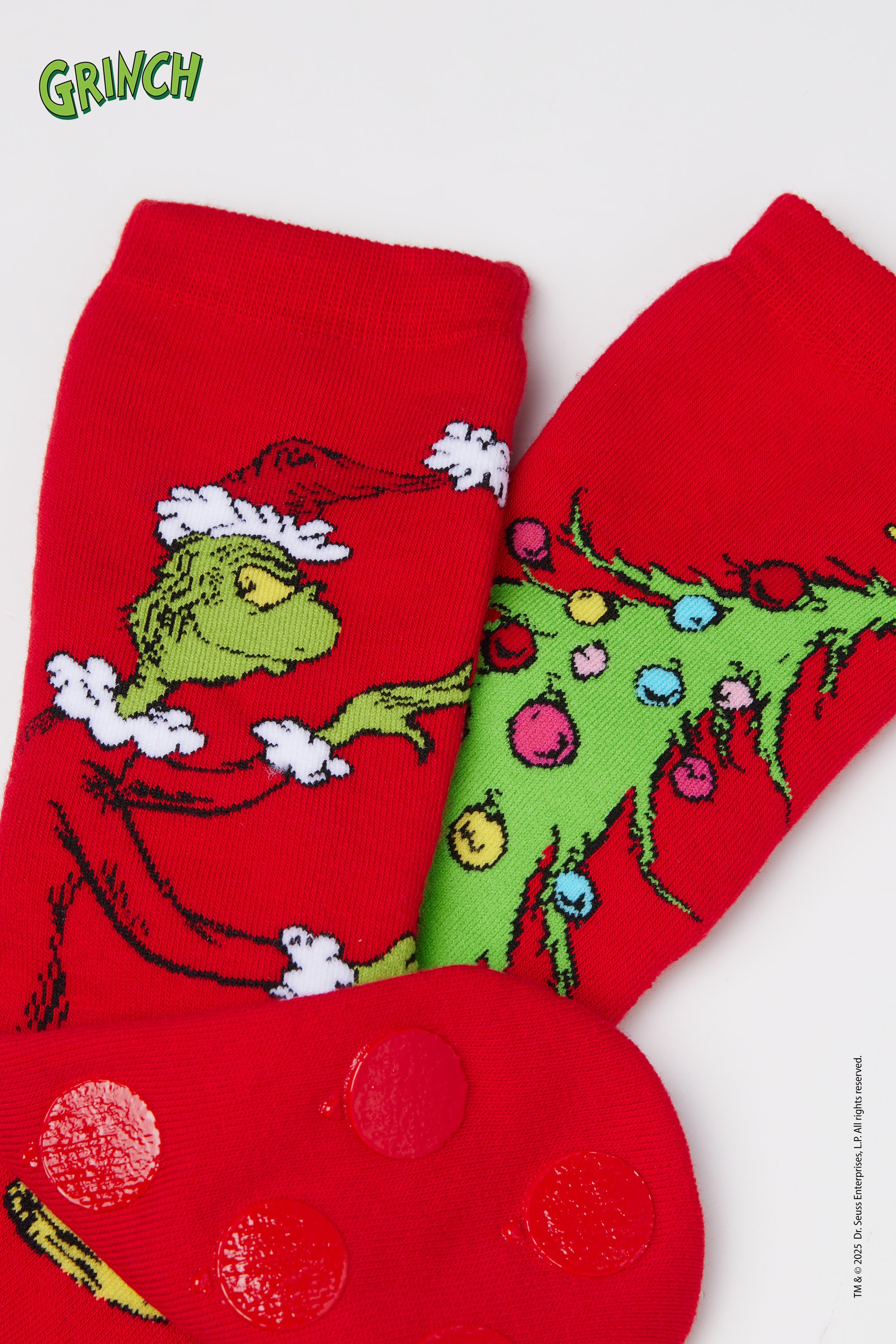 Women’s Short Non-Slip Socks with Grinch Print