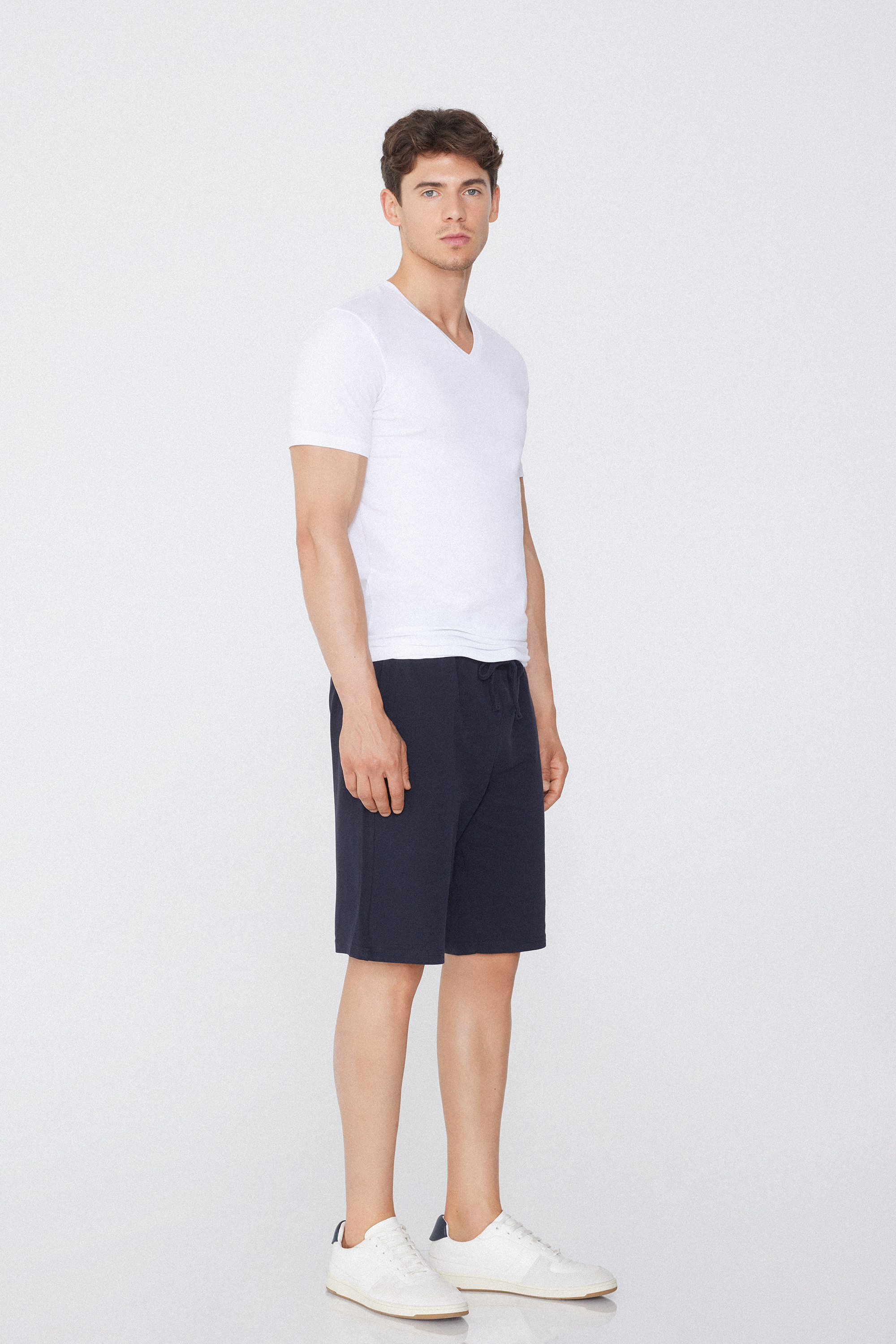 V-Neck Stretch-Cotton T-Shirt