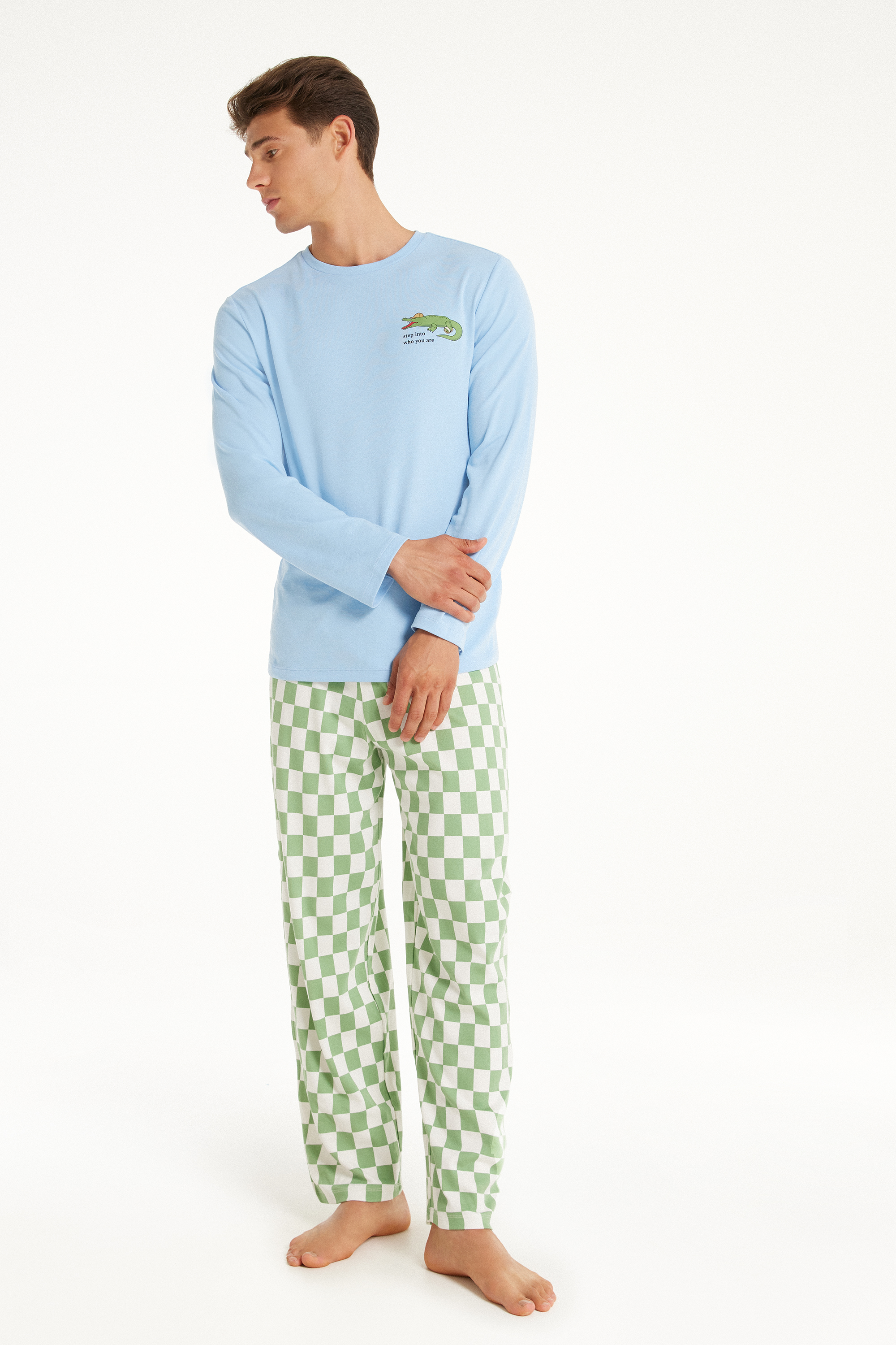 Crocodile Print Long Cotton Pyjamas