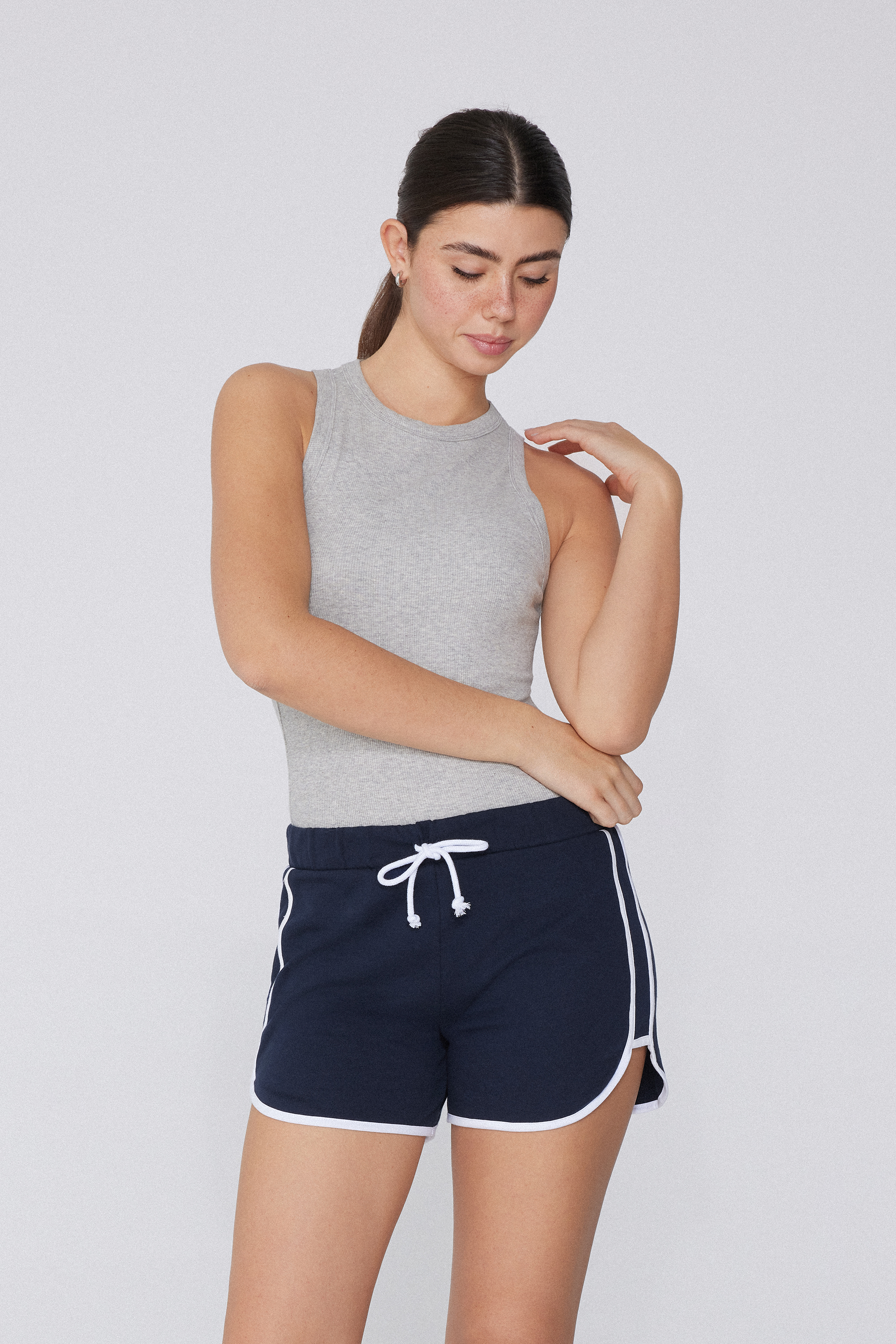 Fleece Shorts with Piping