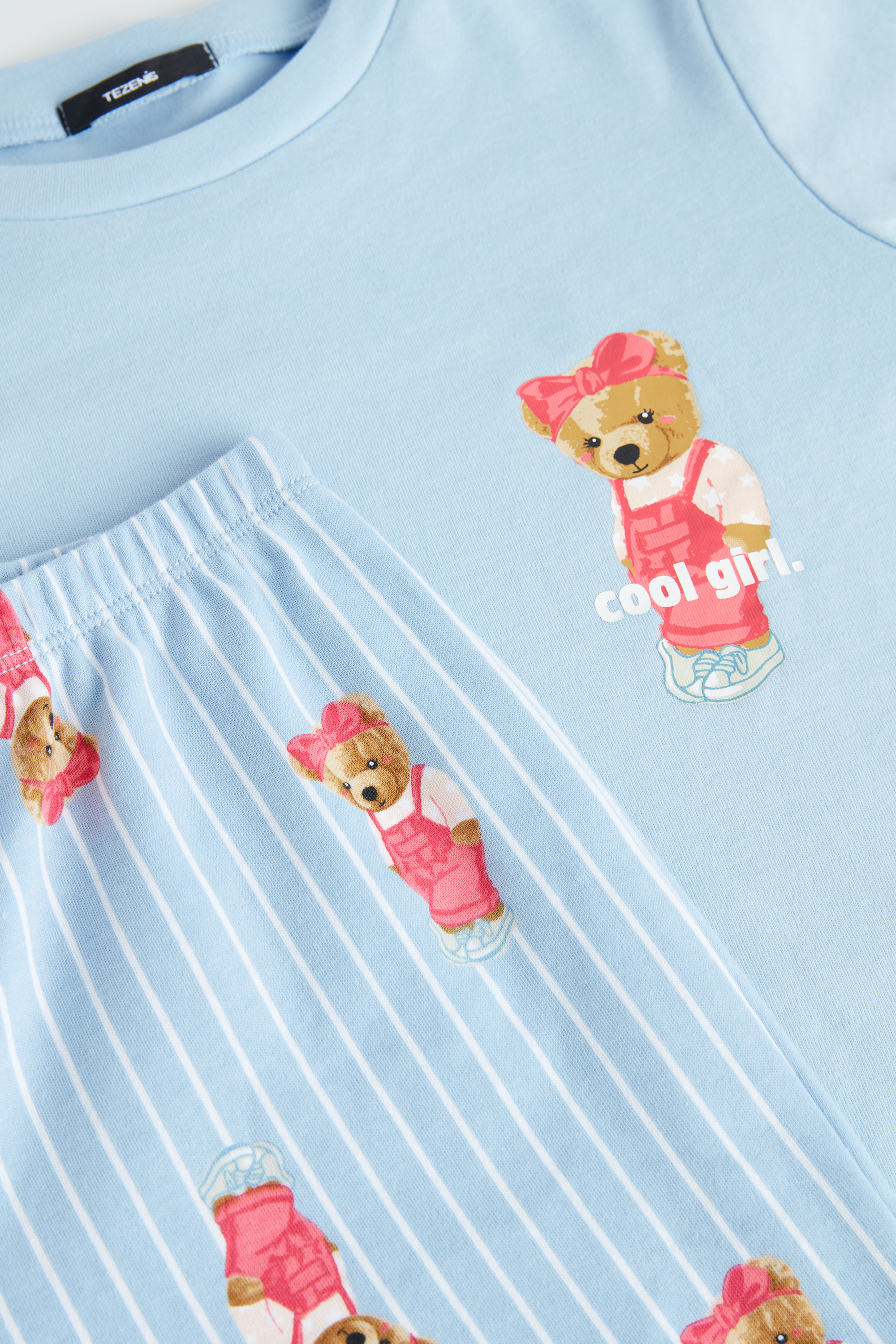 Langer Pyjama für Mädchen aus Baumwolle Bärchenprint