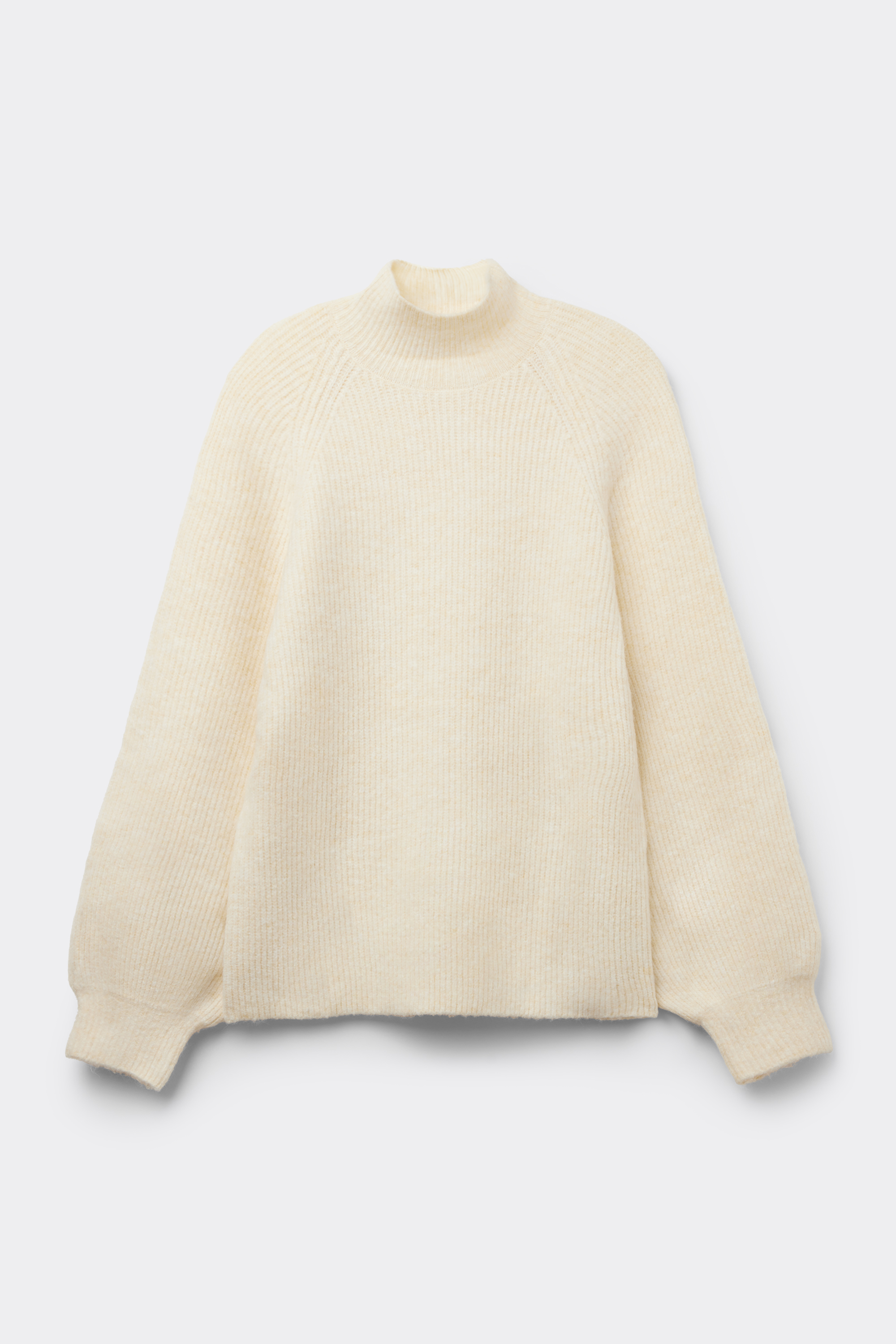 TOP LONG SLEEVE FULLY-FASHIONED RIB NECK CRATER