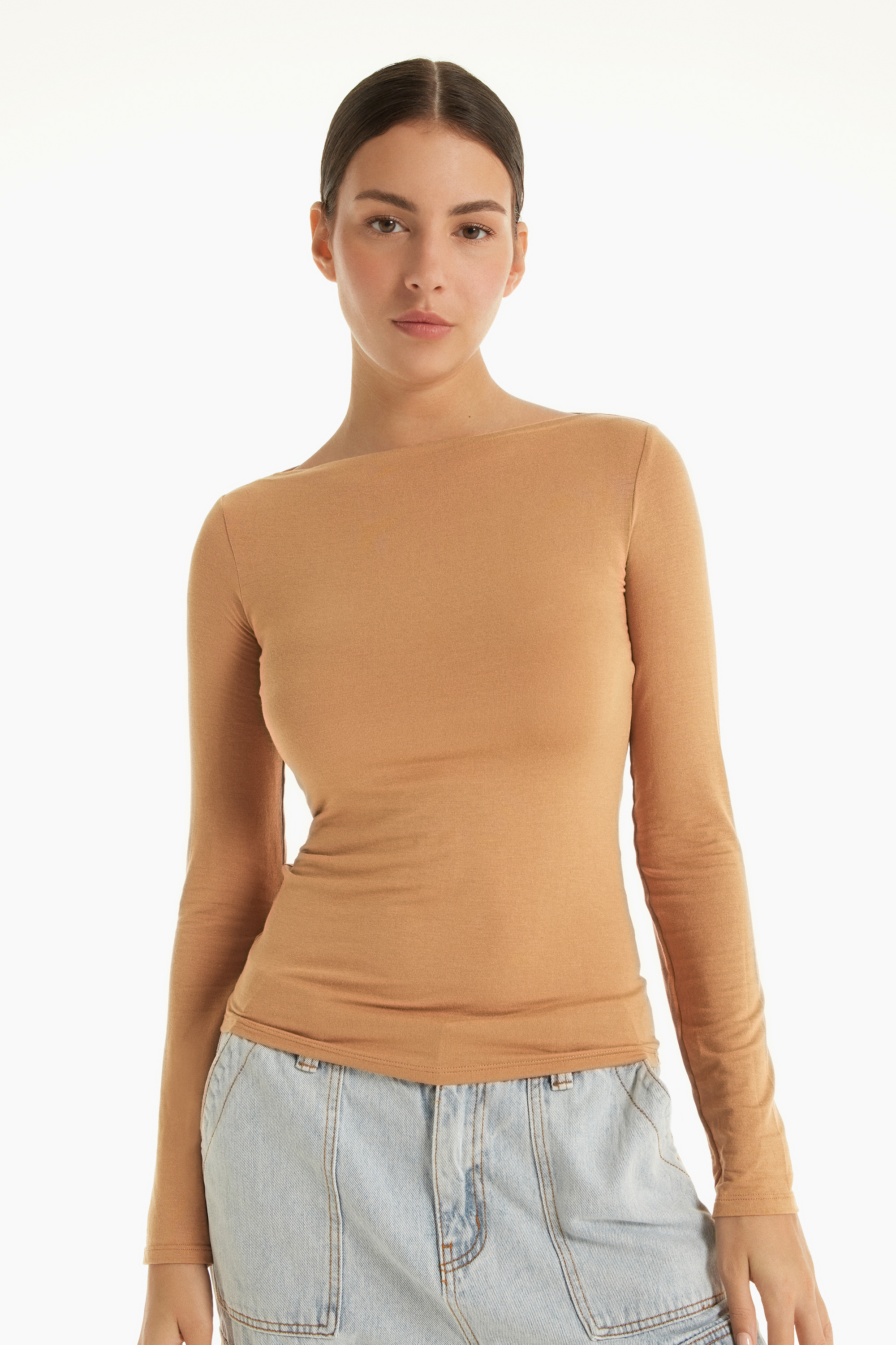 Maglia Maniche Lunghe Scollo Barchetta Viscosa Tezenis