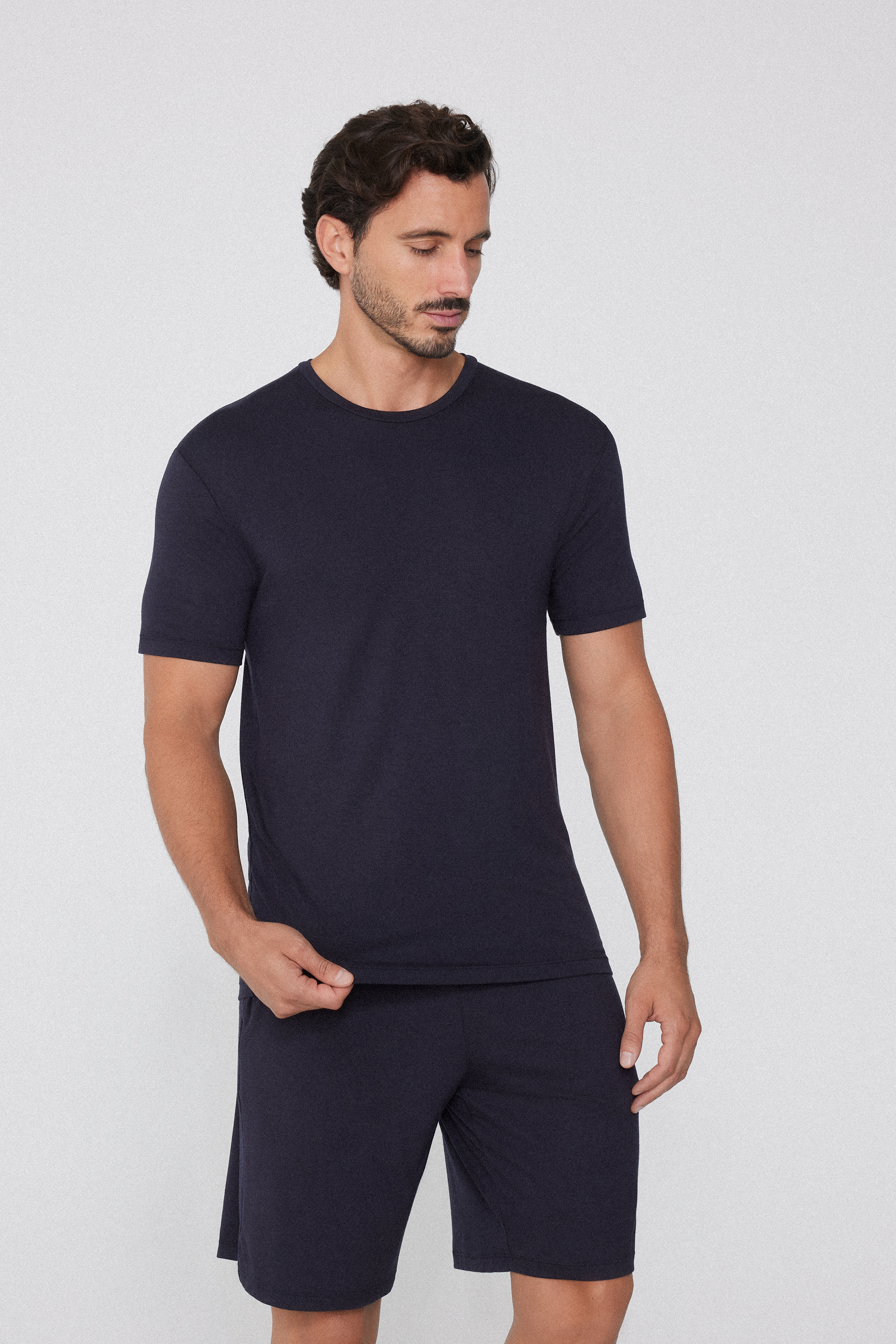 Rundhals-T-Shirt aus Viskose