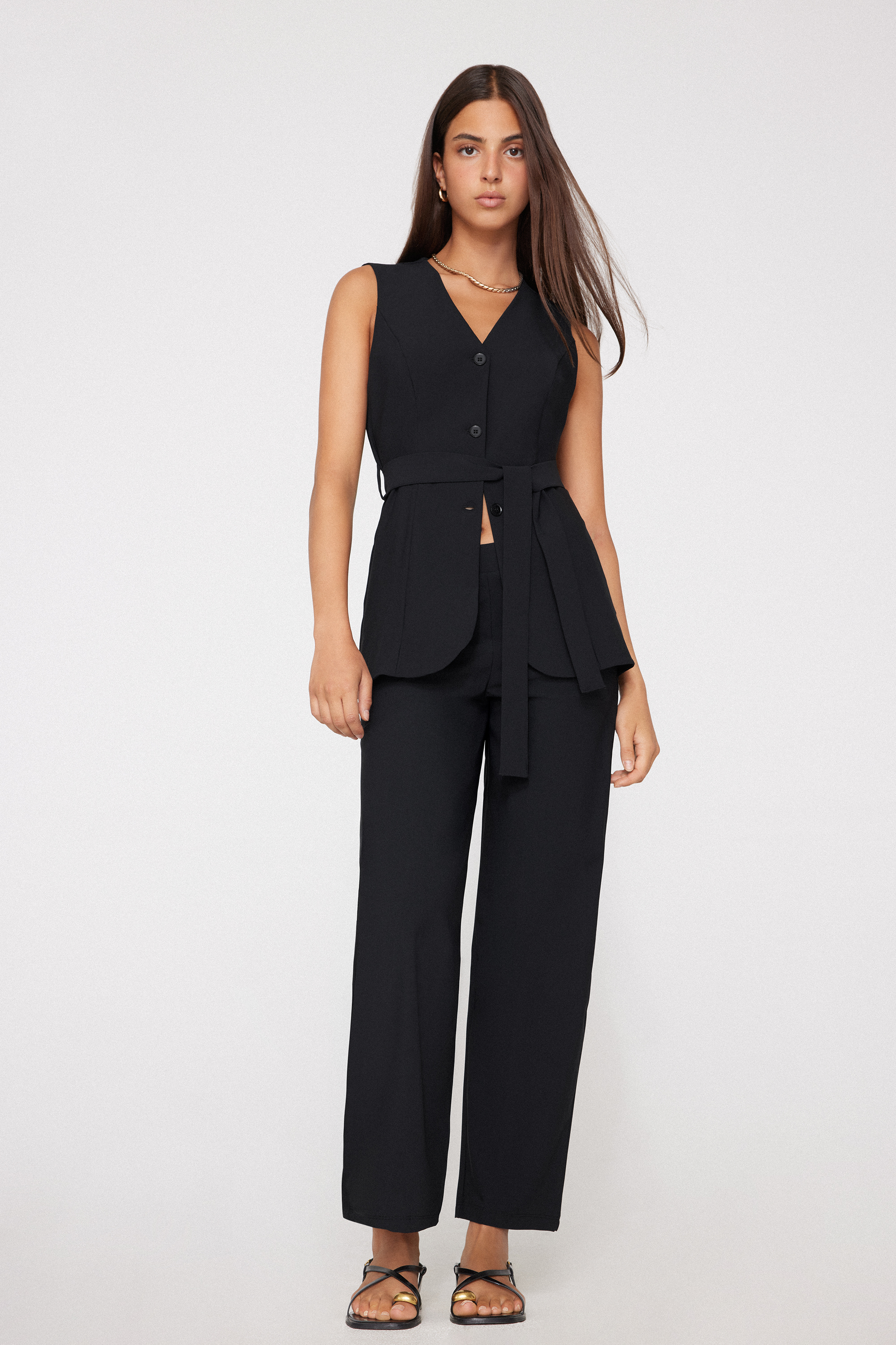 Long Easy Fit Microfibre Cigarette Trousers