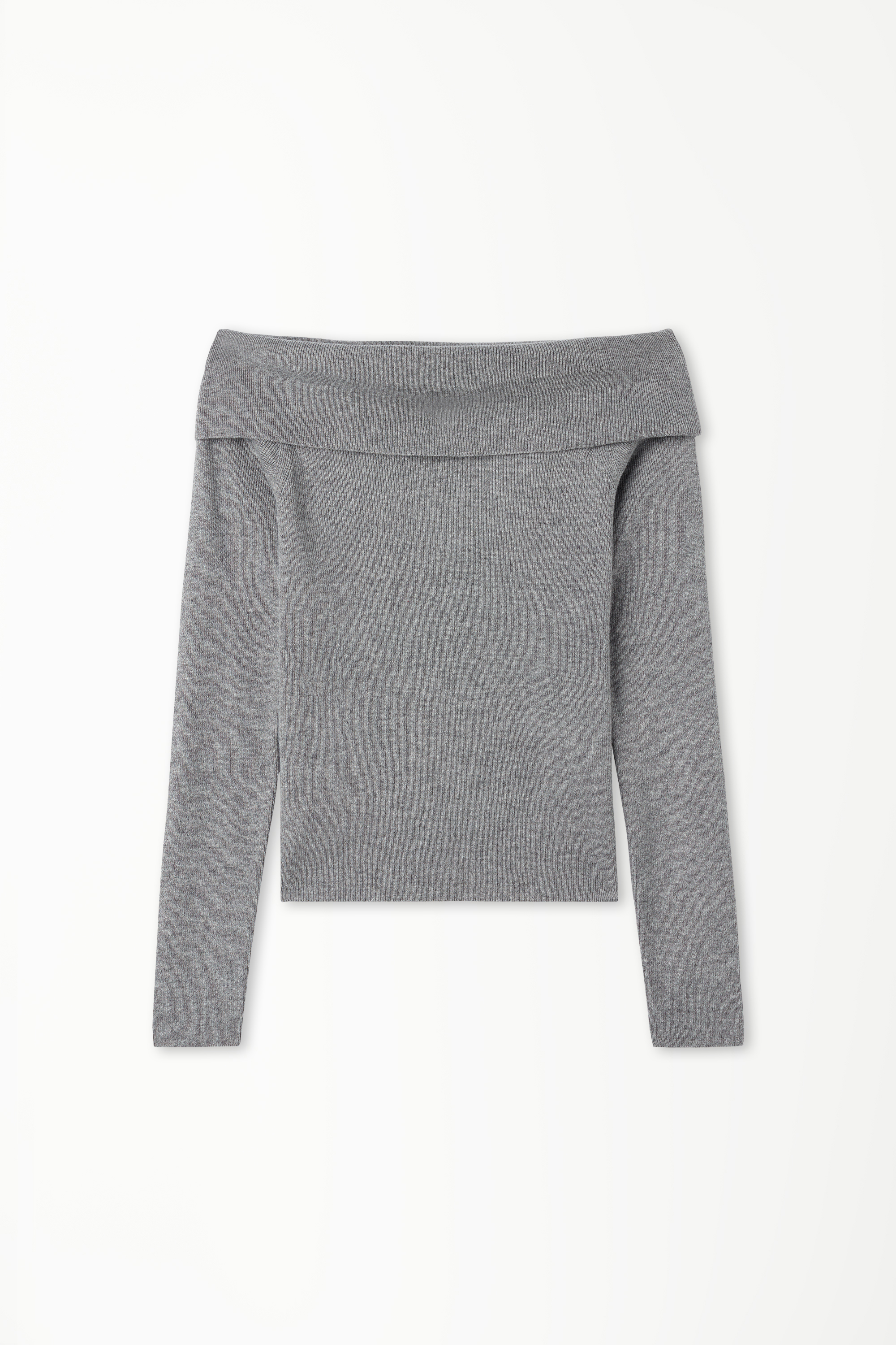 Long-Sleeved Heavy Wool Off-the-Shoulder Sweater