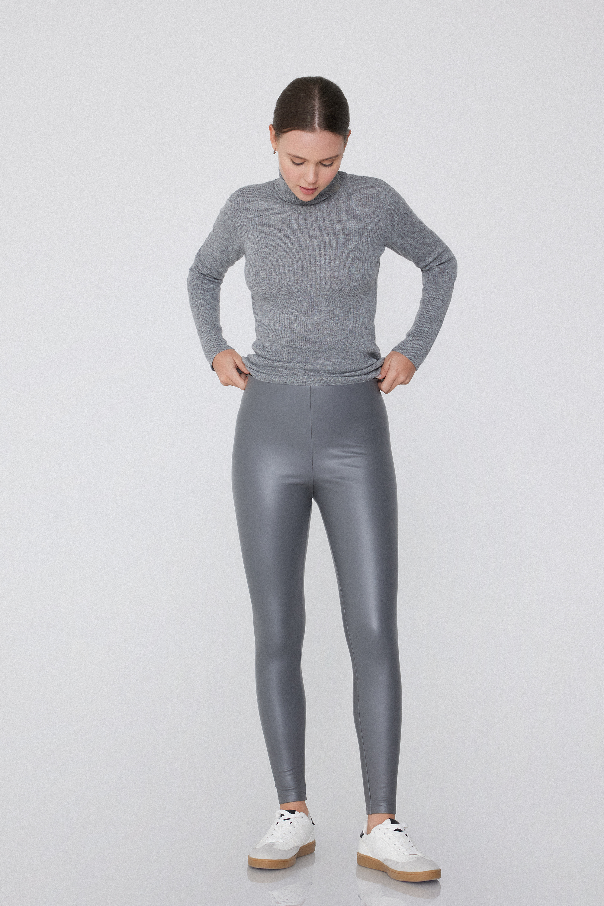 Thermo-Leggings aus Lederimitat