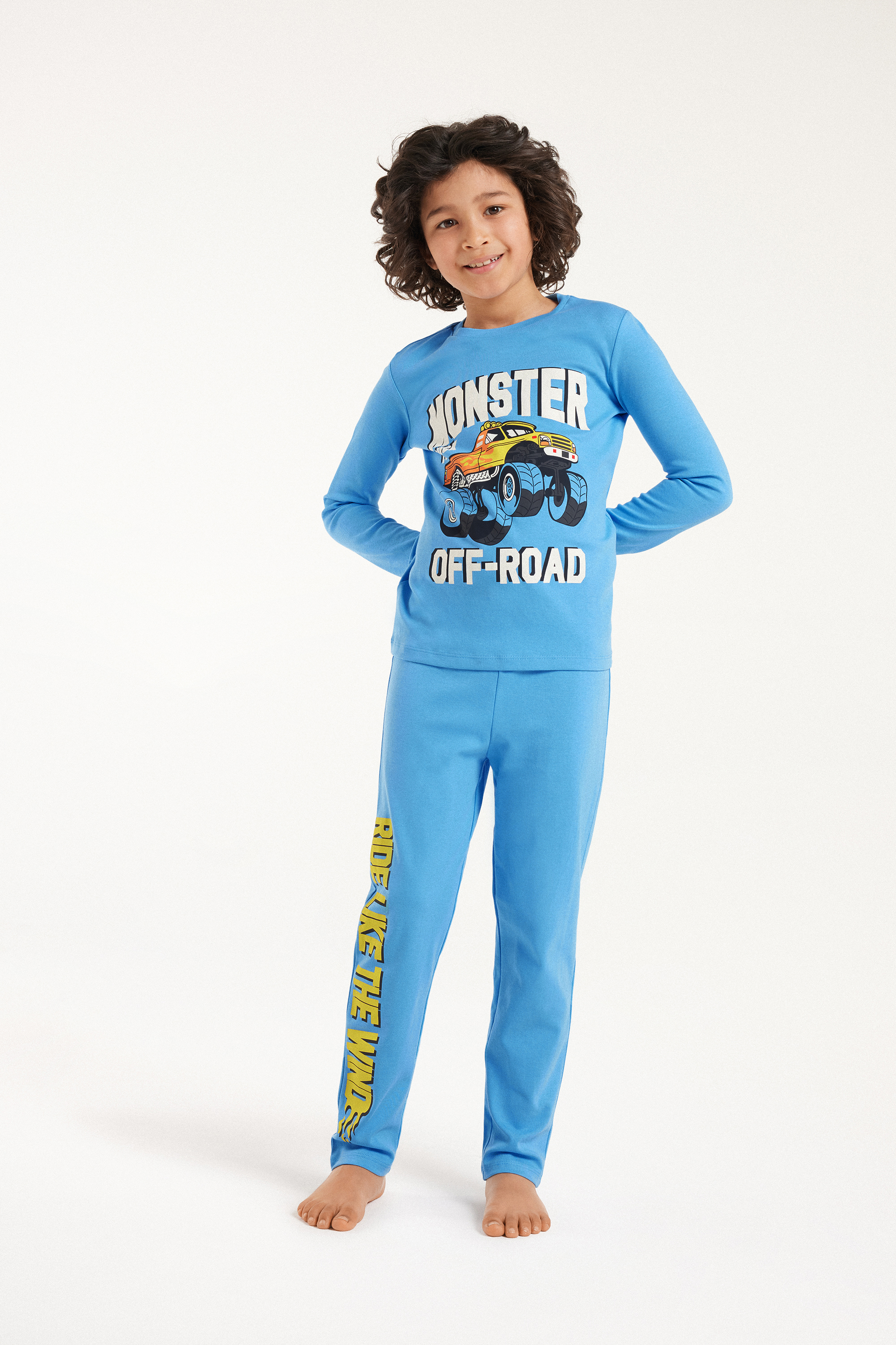Dlouhé Chlapecké Pyžamo z Hrubé Bavlny s Potiskem „Monster“