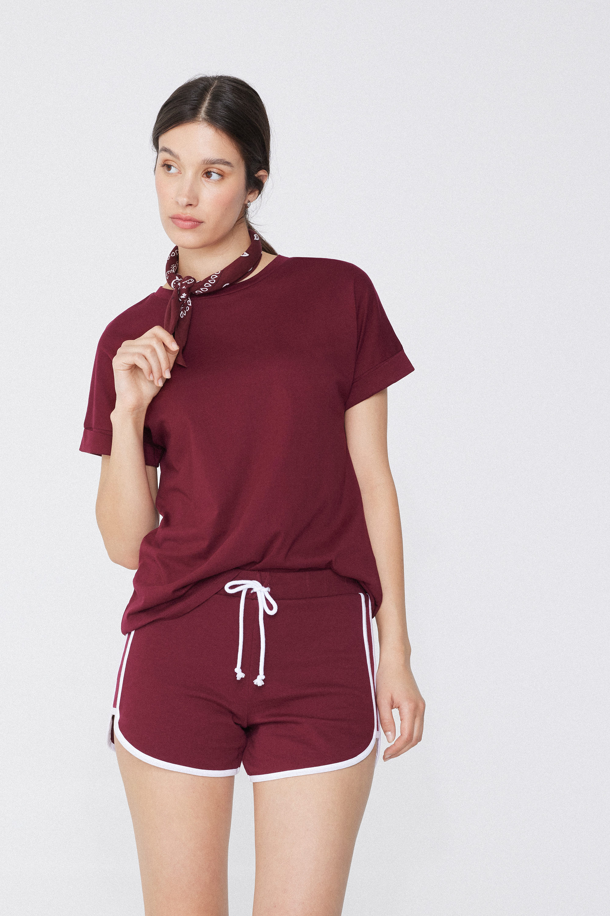 Camiseta de Algodón con Vuelta Kimono