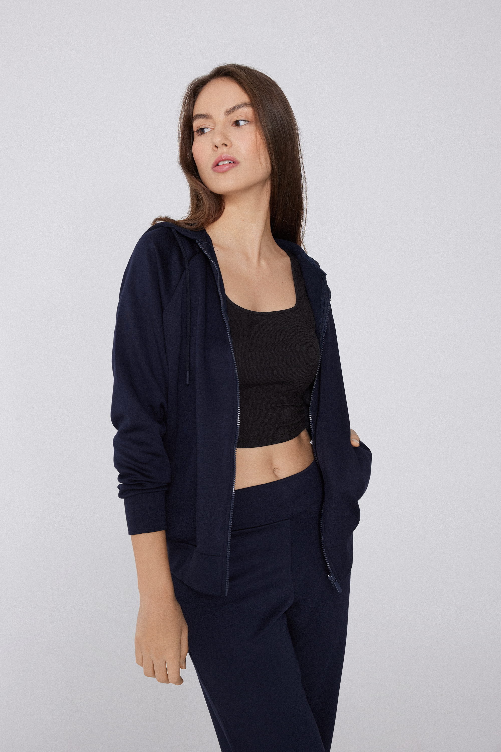 Felpa Pesante con Zip e Cappuccio Soft Touch