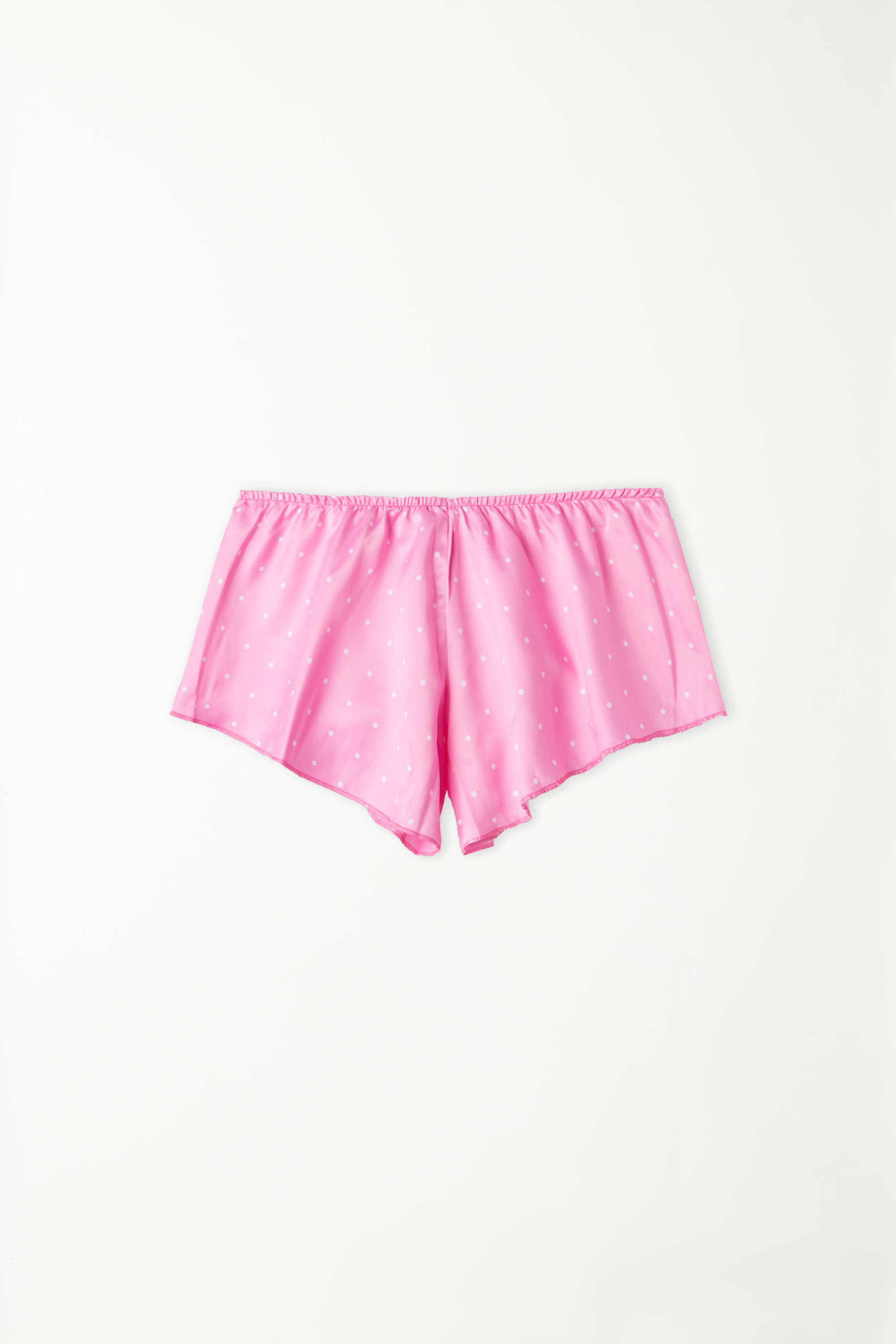 Printed Satin Shorts with Rolled Hem