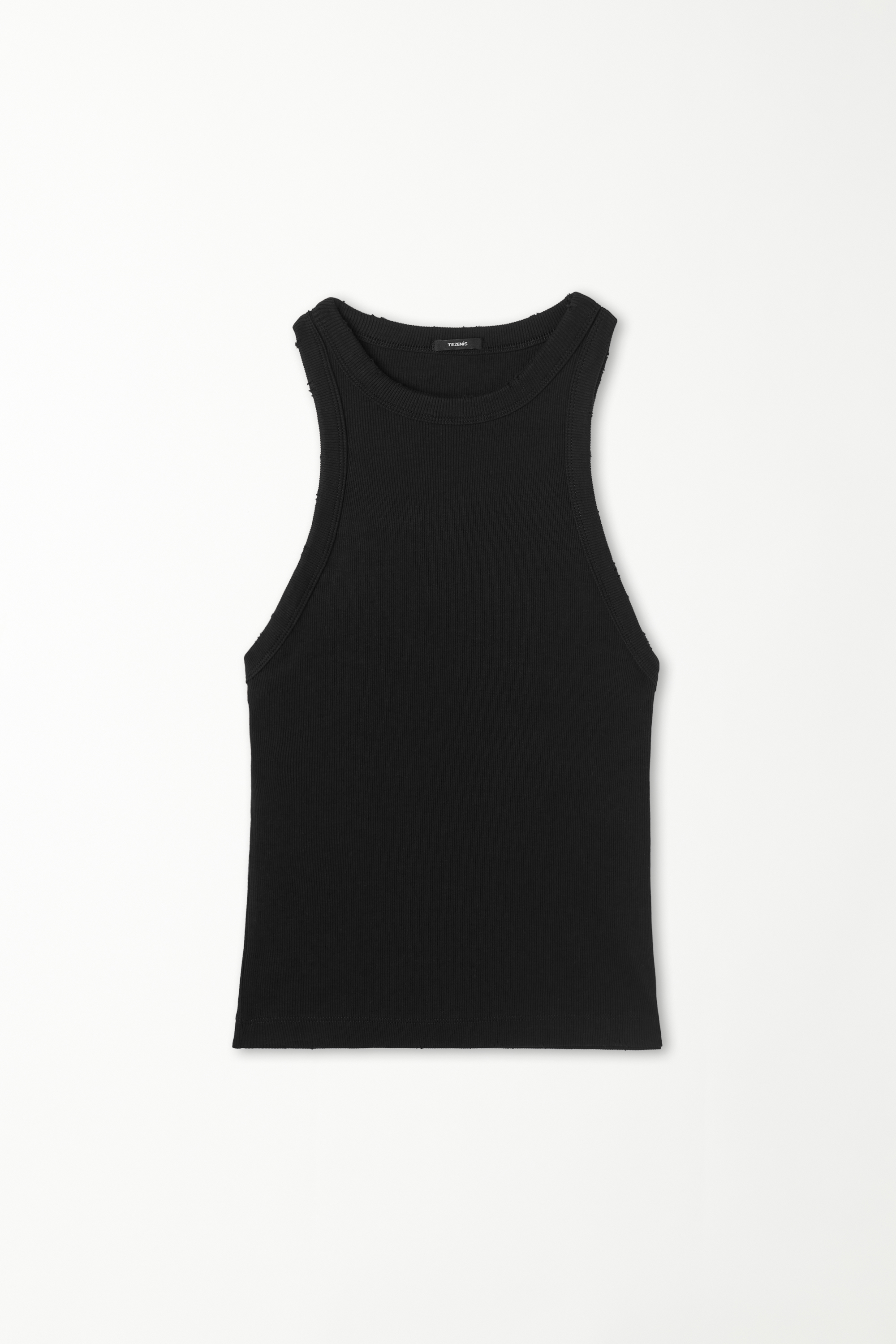 Halterneck Ribbed Camisole with Rips