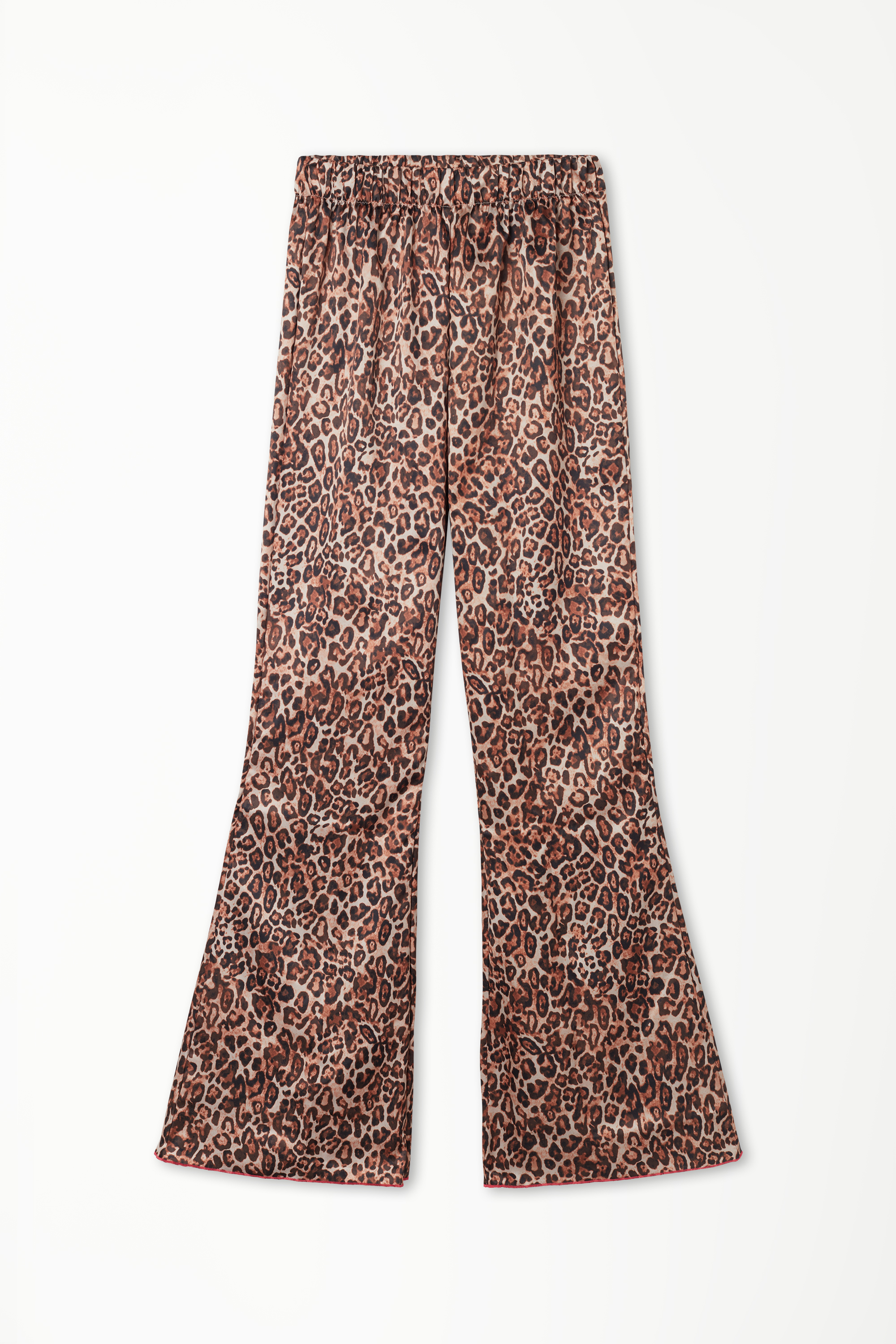 Pantalone Lungo in Raso Strawberry Leopard