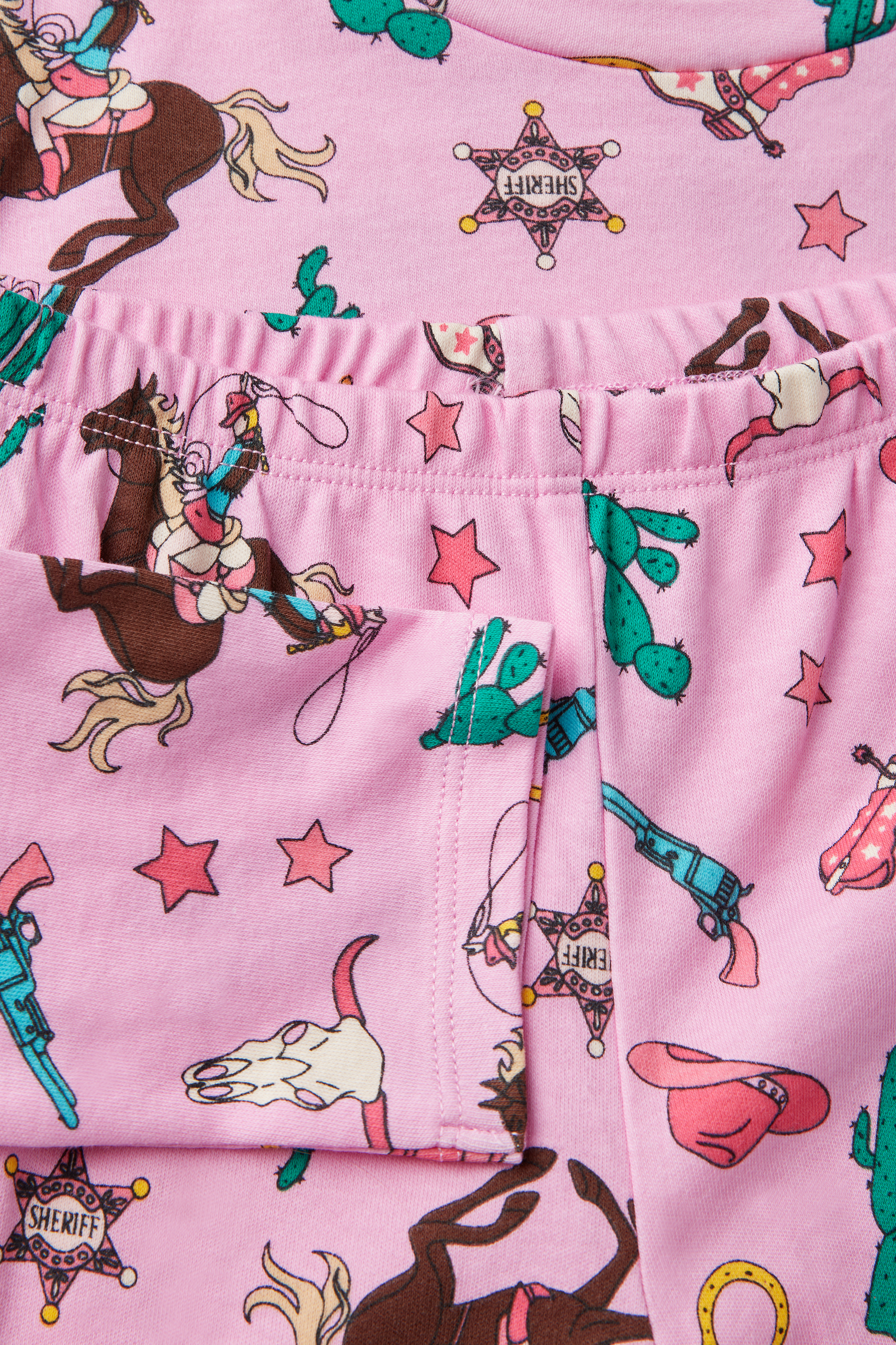 Langer Pyjama Baumwolle Printmuster Cowgirl