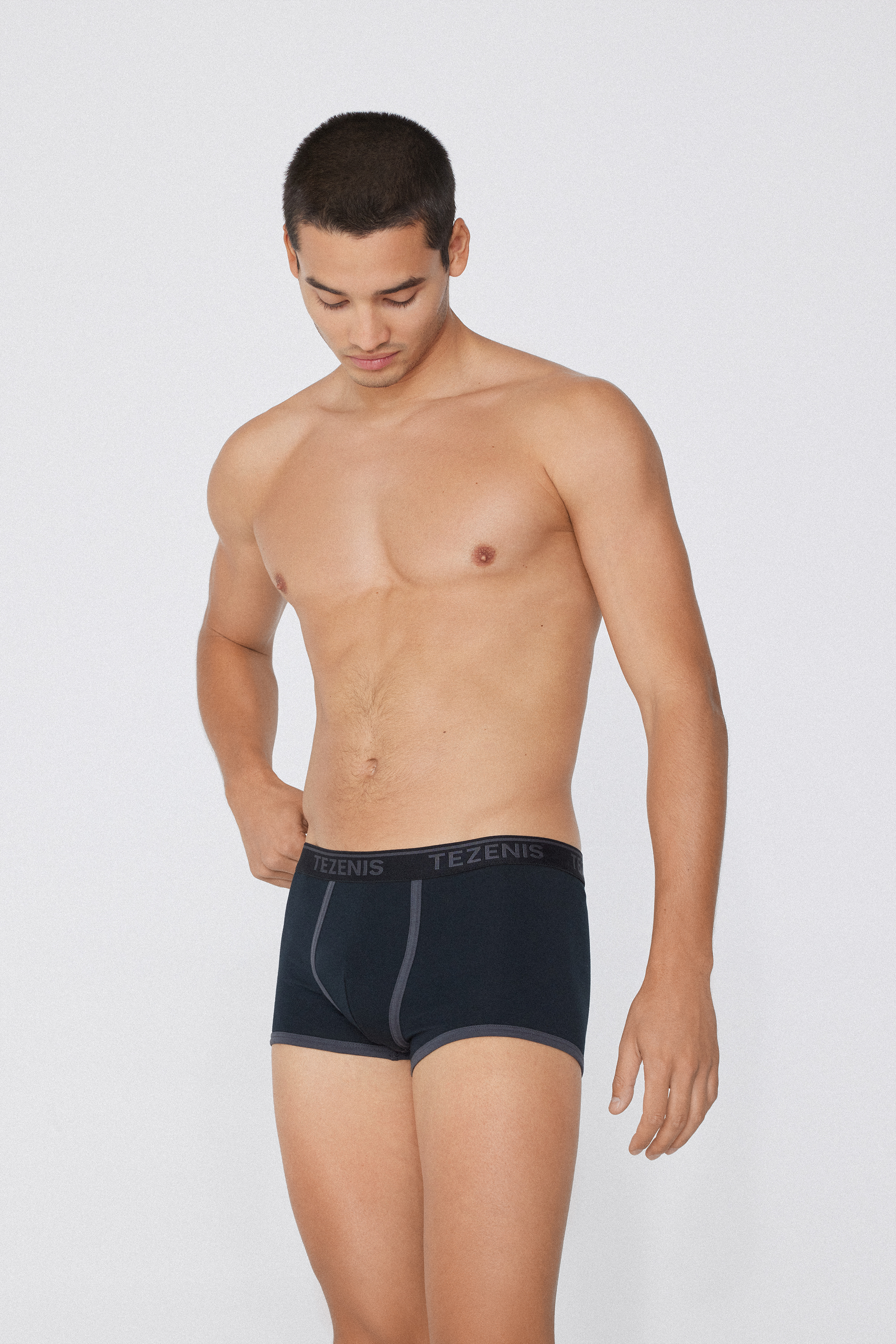 Boxers de Algod&atilde;o Org&acirc;nico com Orlas Contrastantes e Log&oacute;tipo