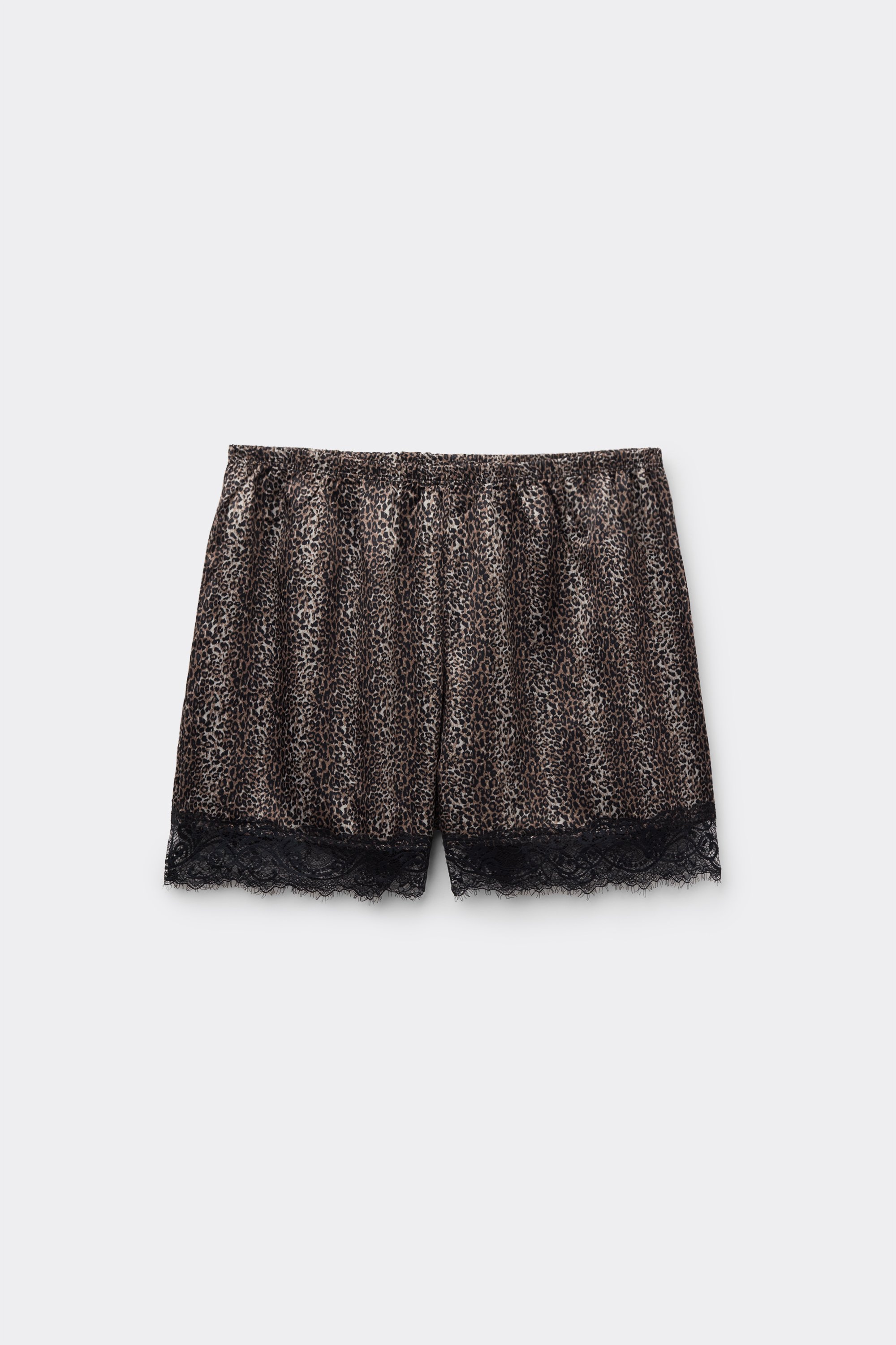 Printed Satin and Lace Shorts