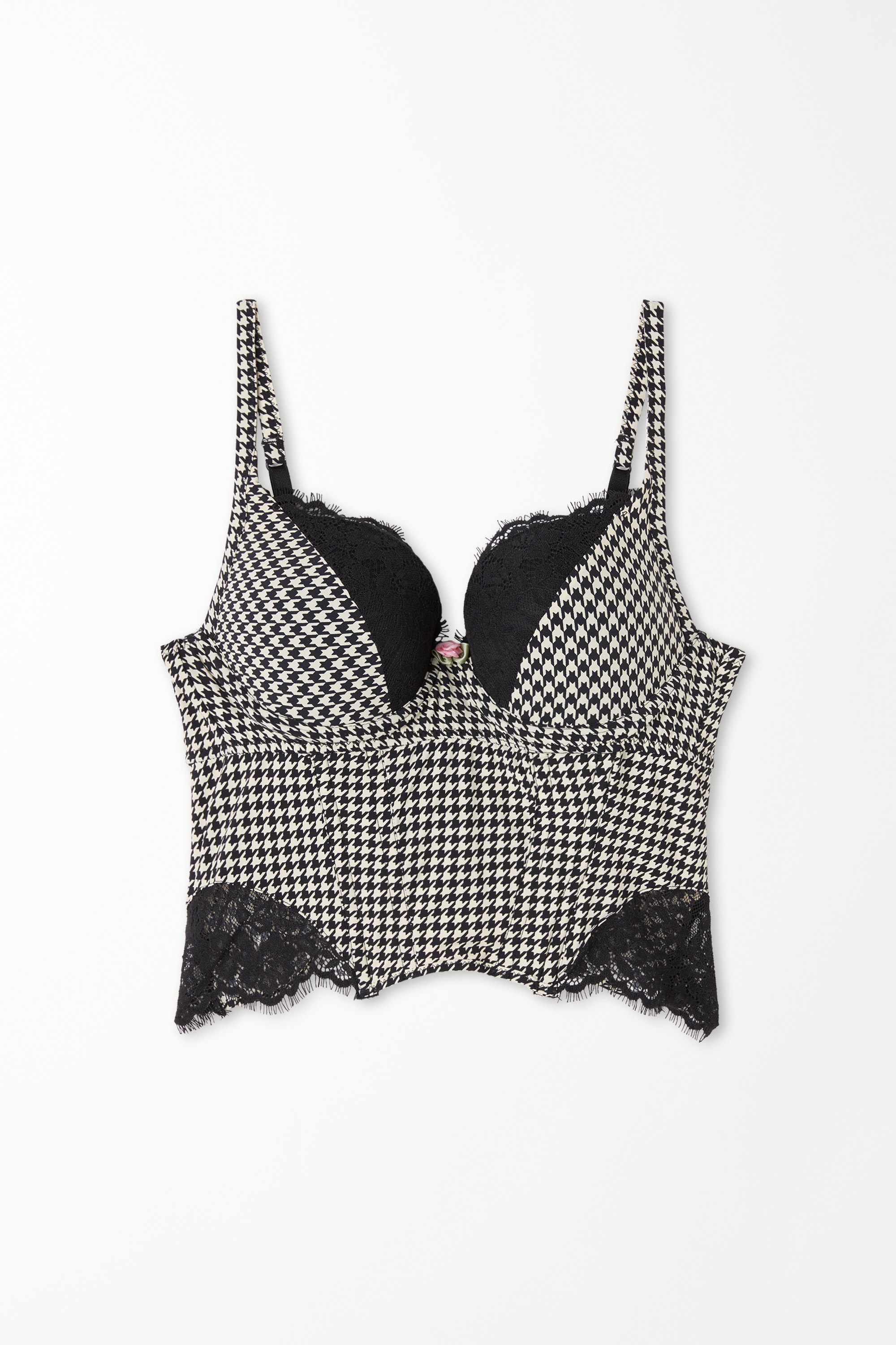 Roses Houndstooth Padded Bra Top
