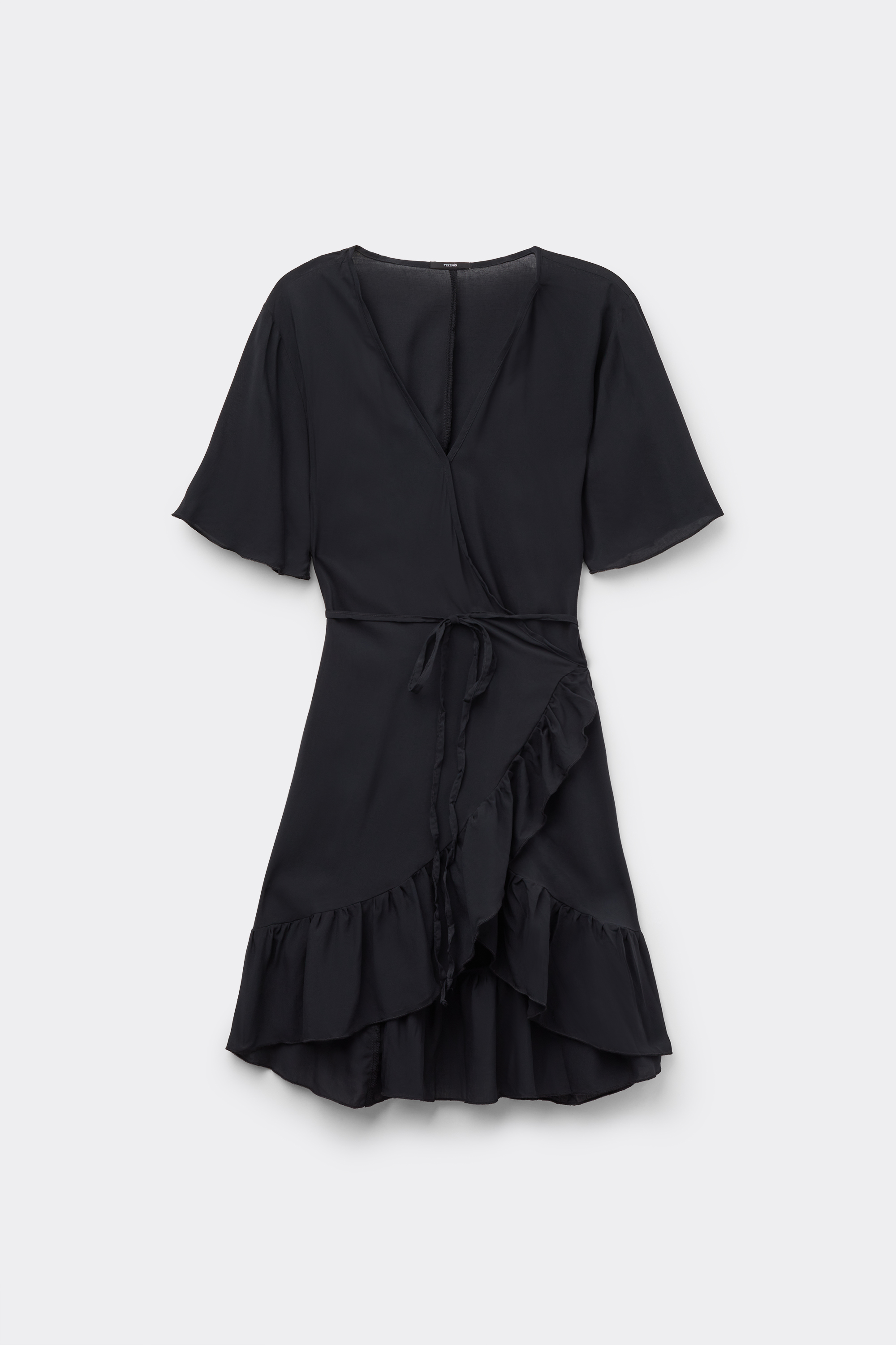 Vestito Corto Mezza Manica Incrocio Tela Viscosa
