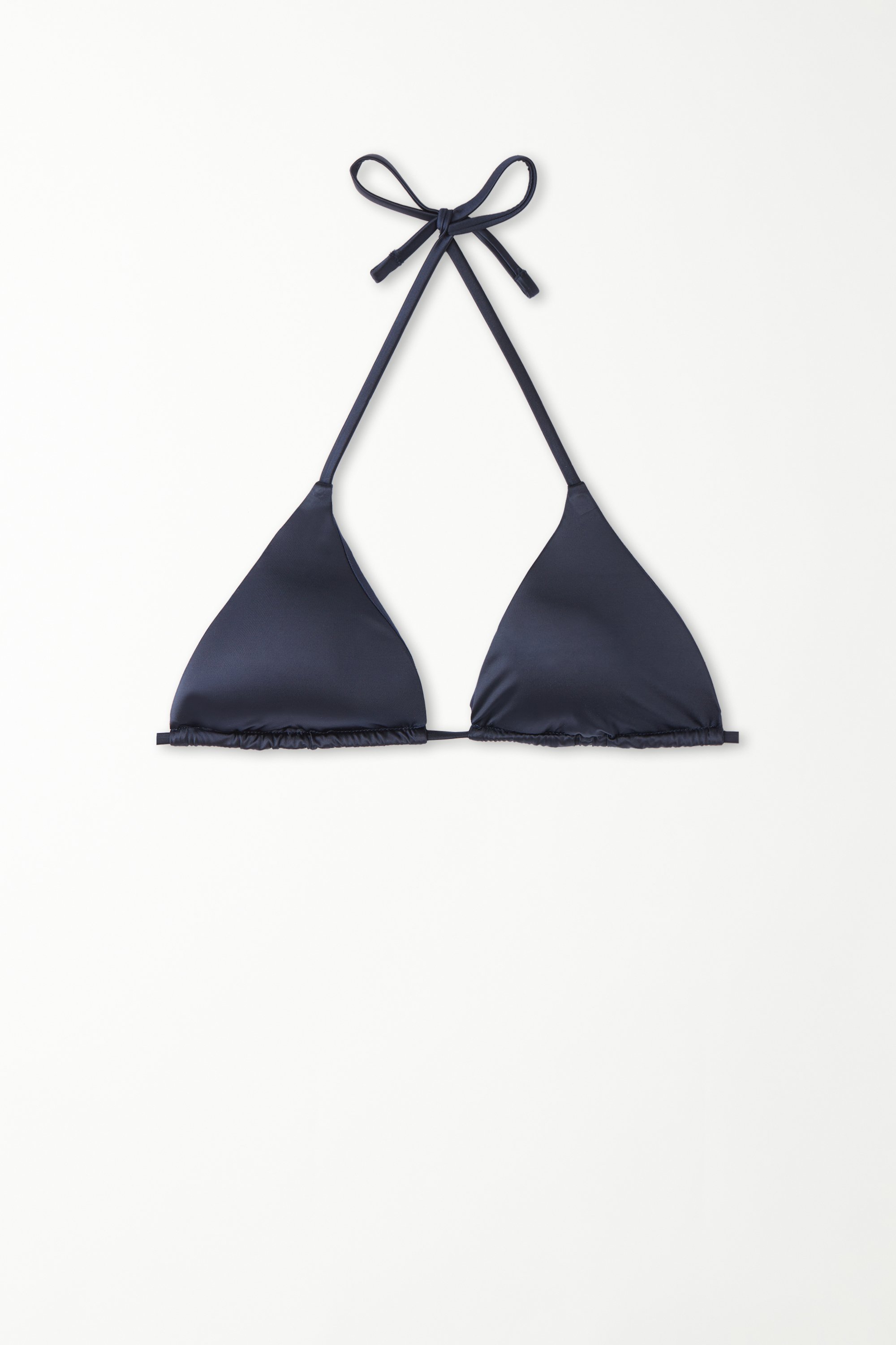 Shiny Navy Blue Removable Cup Triangle Bikini Top