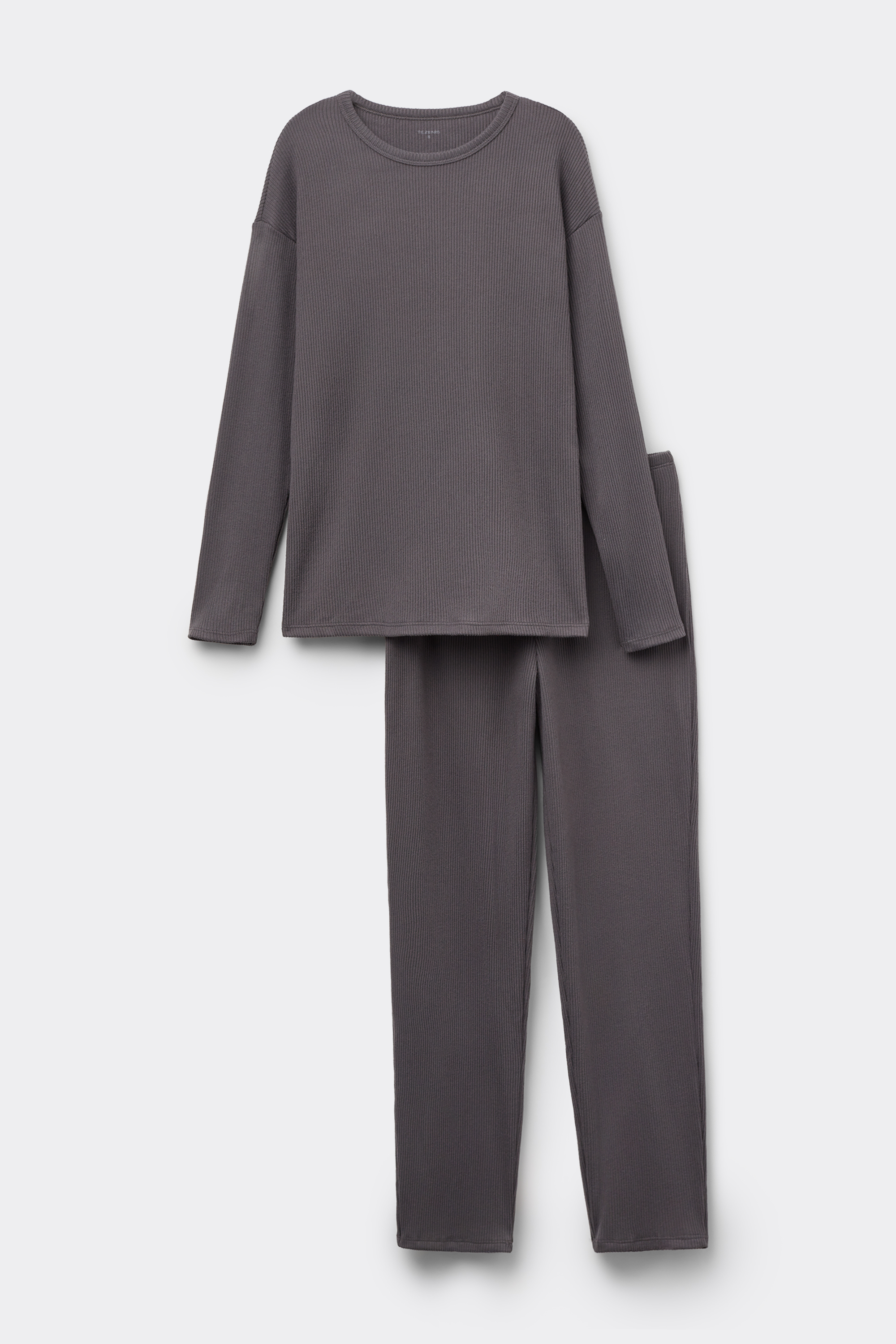 Long Crew Neck Ribbed Pajamas