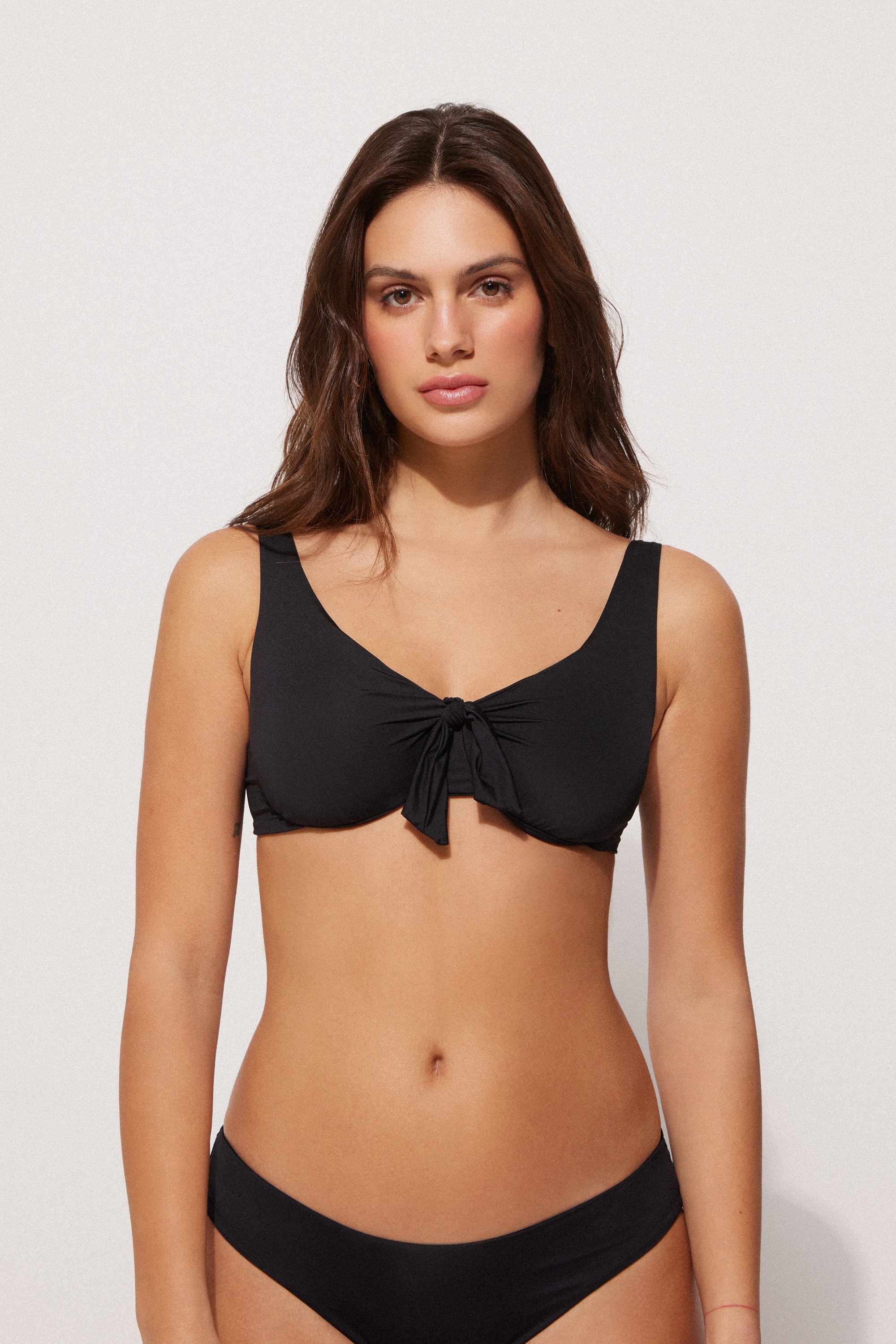 Recycled Microfiber Balconette Bikini Top with Bow Recycled Microfiber Balconette Bikini Top with Bow