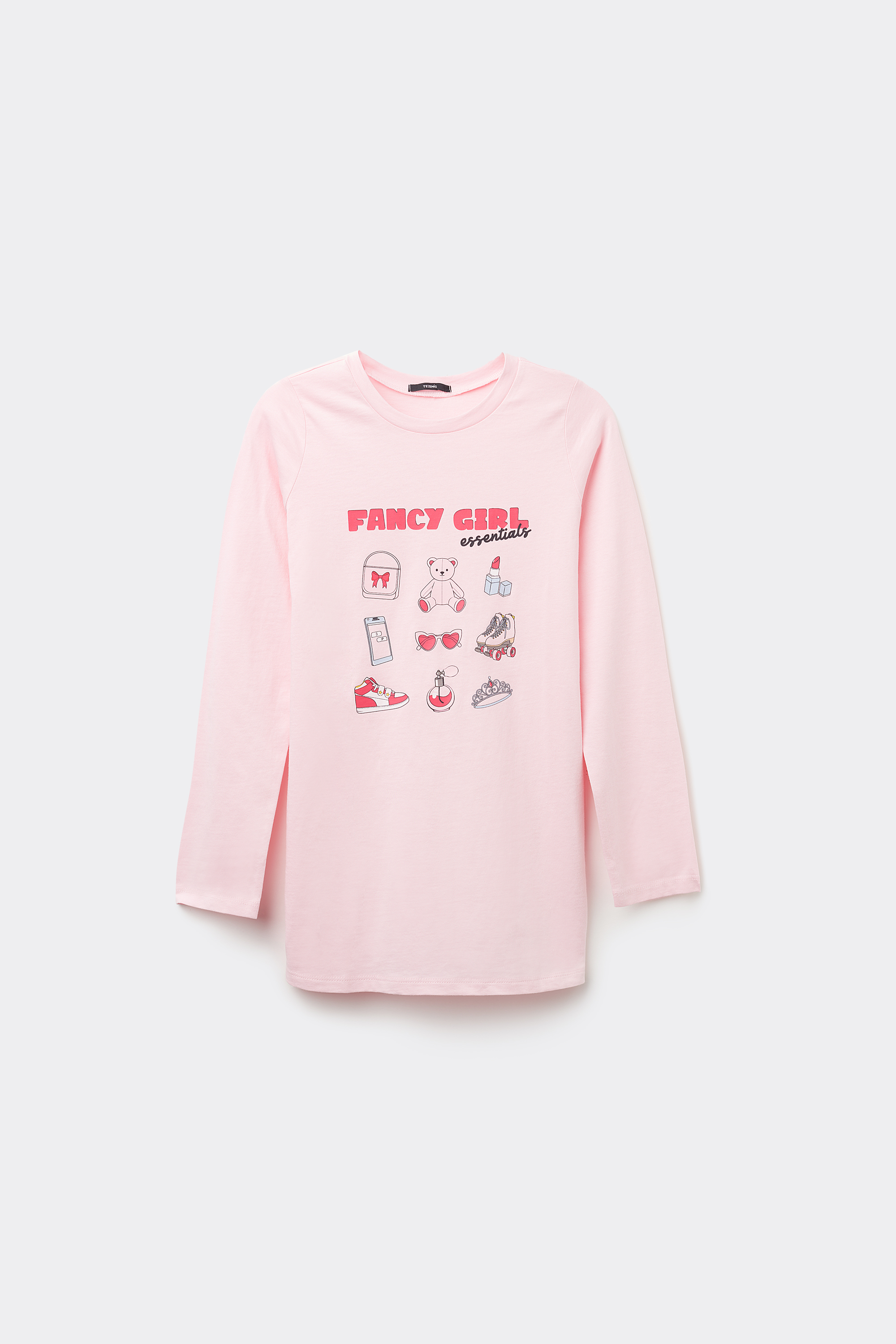 Camisola Manga Comprida Decote Redondo Algodão com Estampado