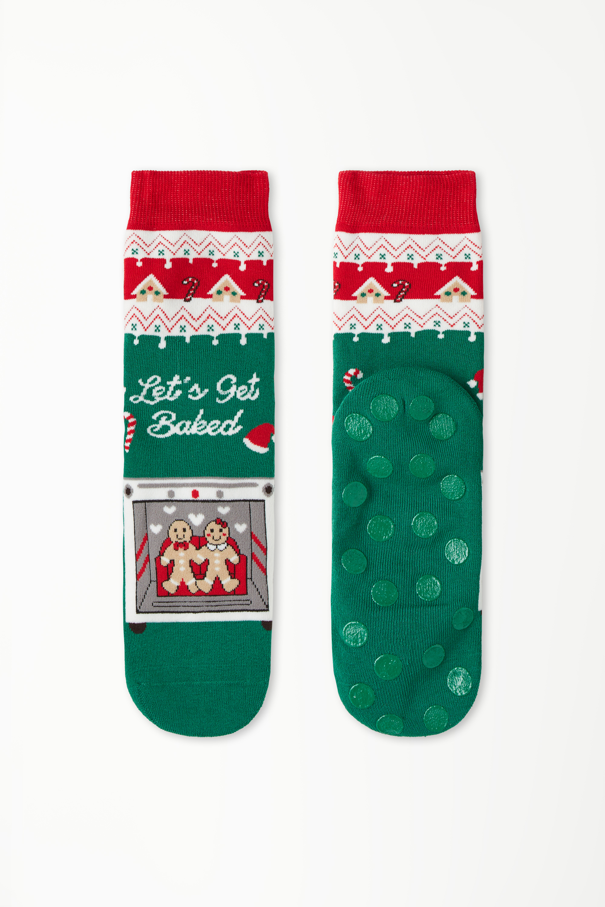 Pánske Krátke Protišmykové Ponožky s Vianočnou Potlačou
