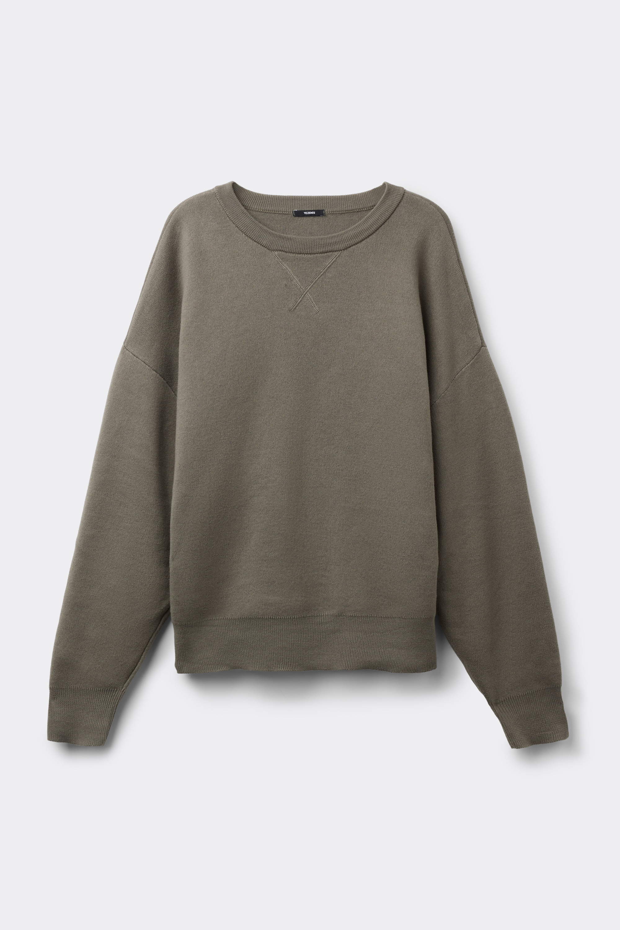 Maglione in Cotone Girocollo in Maglia Calata