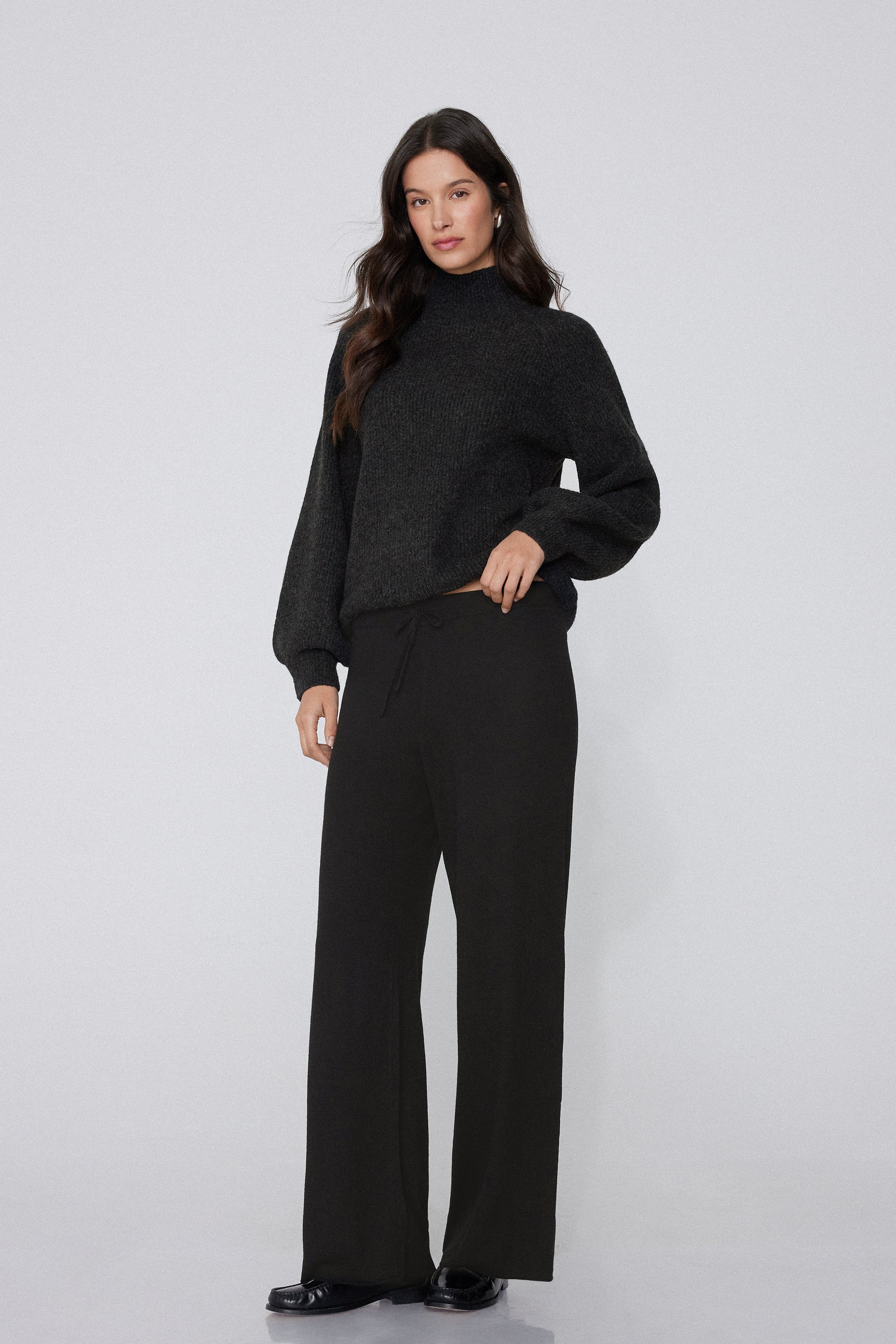 Full Length Heavyweight Wool Blend Palazzo Pants