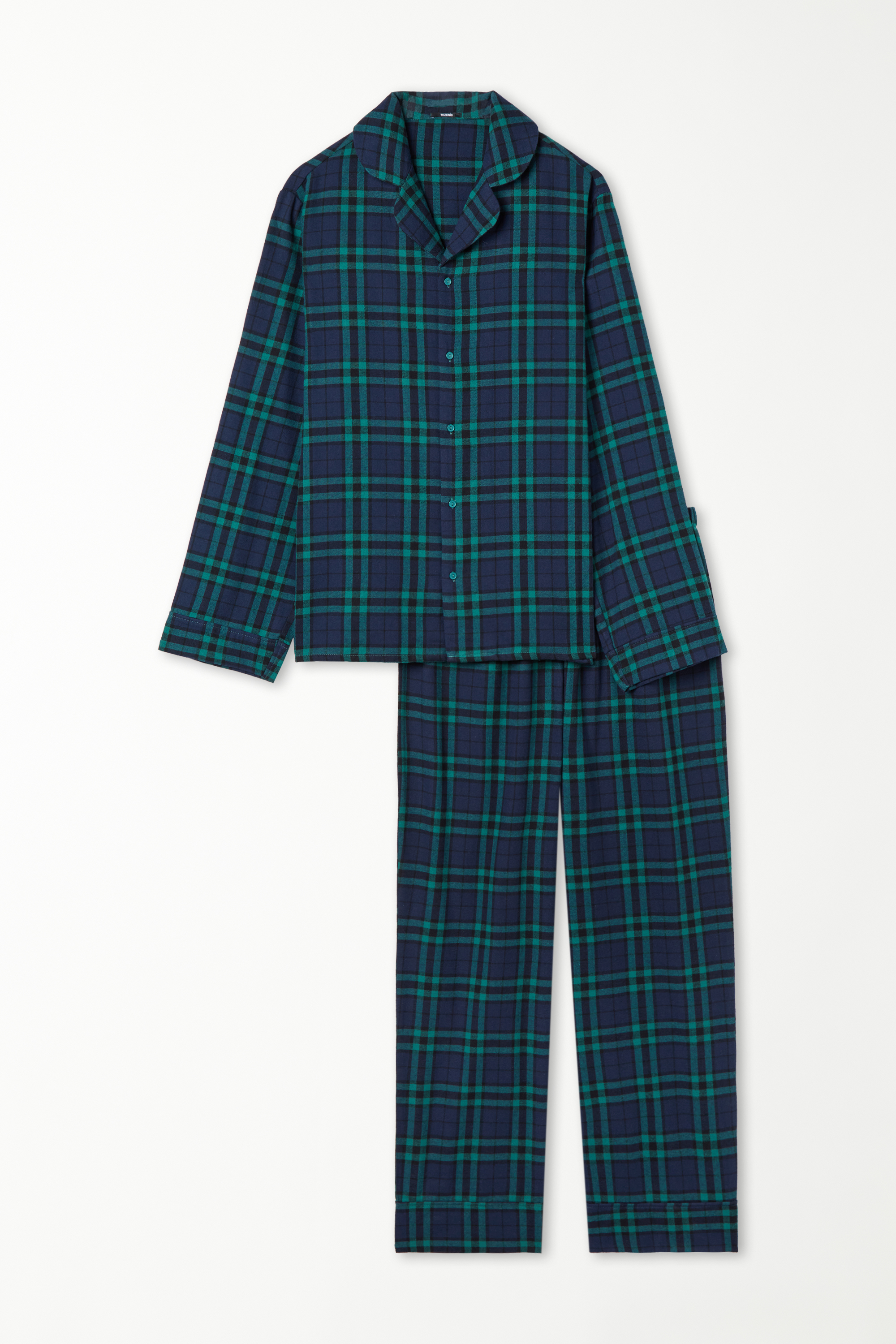 Langer Pyjama mit durchgeknöpftem Oberteil aus Flanell